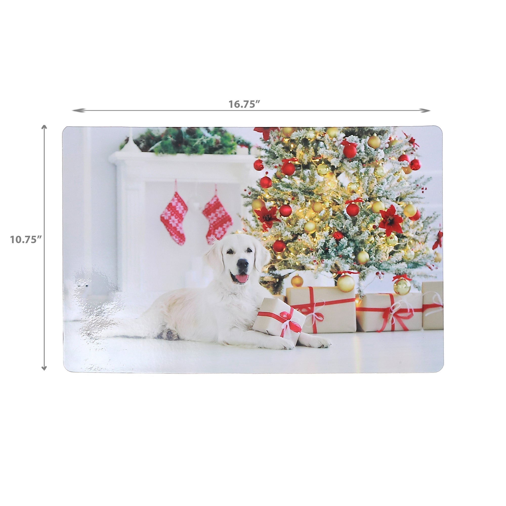 Dog with Present Plastic Christmas Placemat Set of 12 – Holiday Table Decor