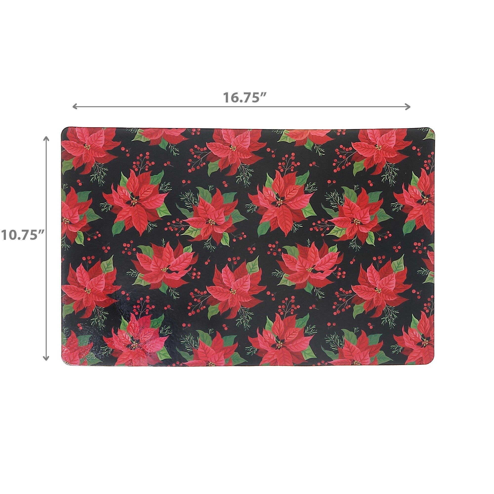 Multi Poinsettia Plastic Christmas Placemat Set of 12 – Holiday Table Decor