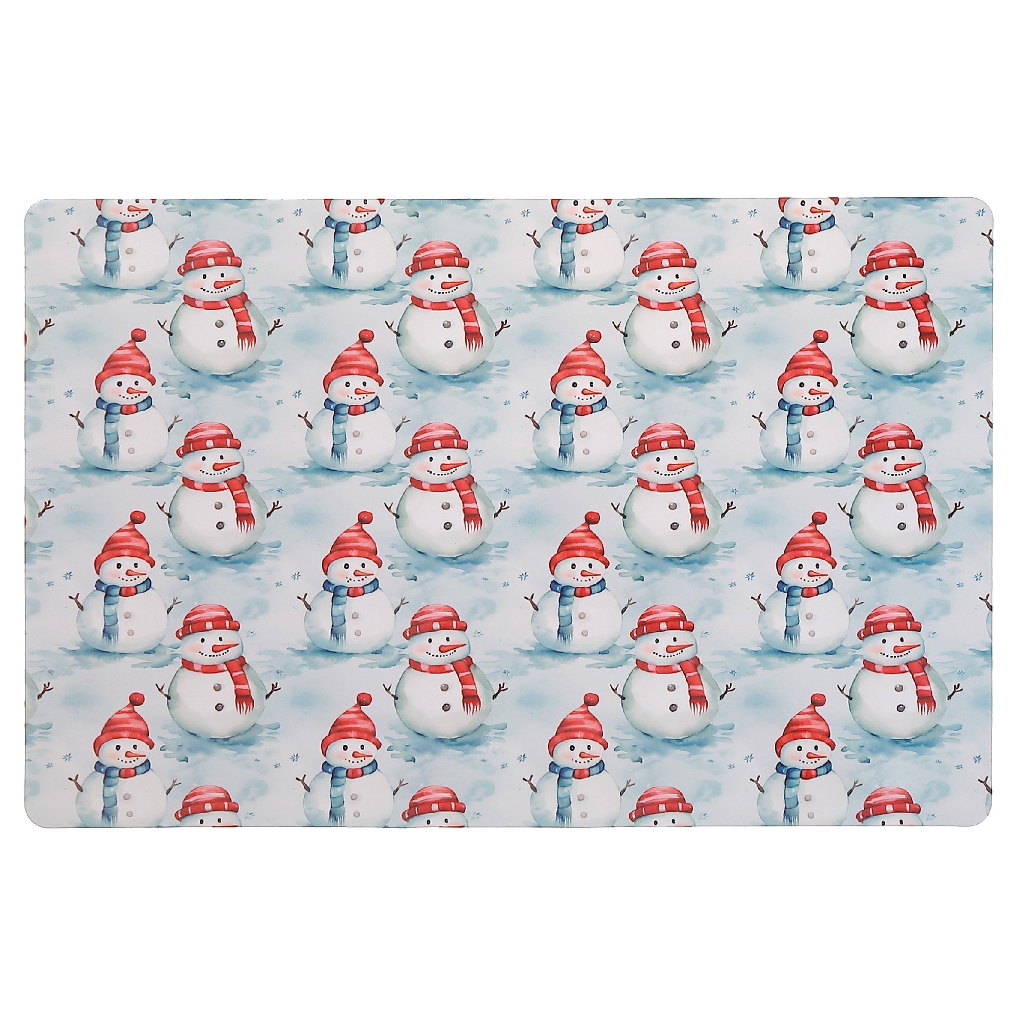 Multi Snowman Plastic Christmas Placemat Set of 12 – Holiday Table Decor