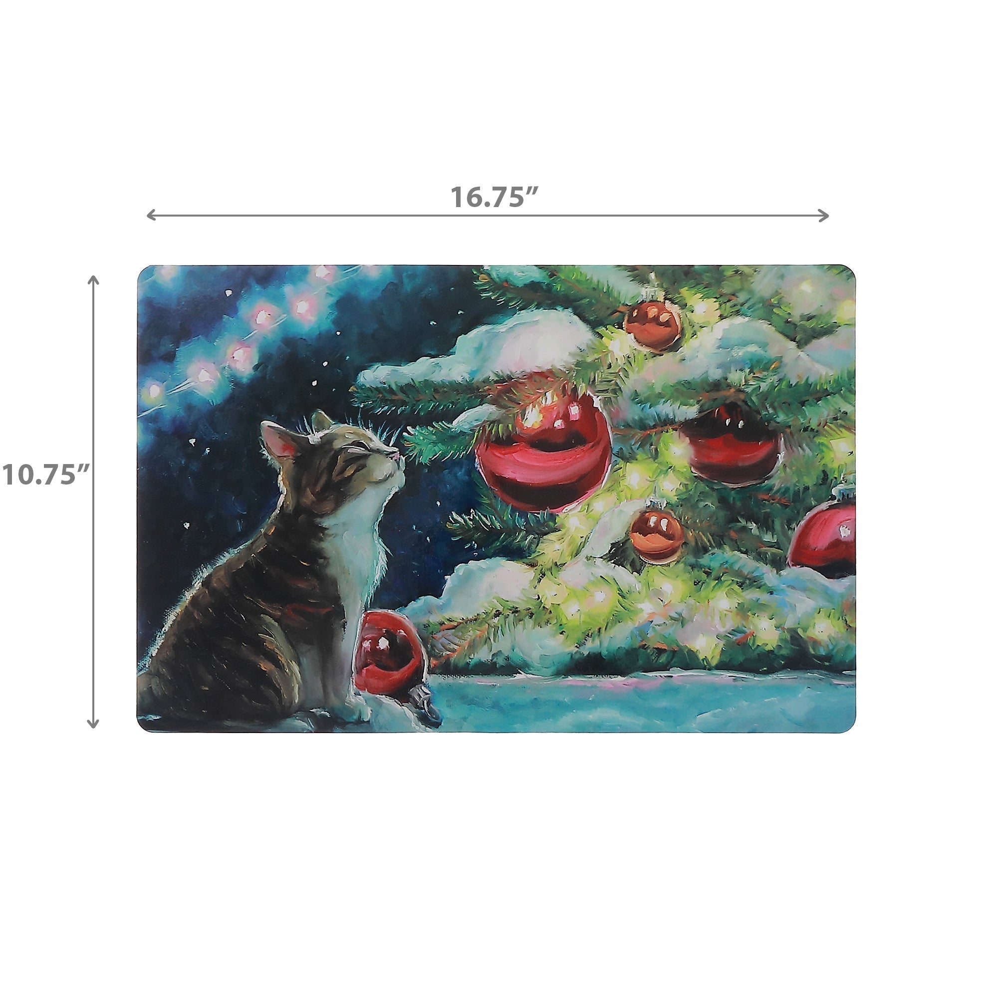 Night Cat Plastic Christmas Placemat Set of 12 – Holiday Table Decor