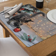 Playful Cat Plastic Christmas Placemat Set of 12 – Holiday Table Decor