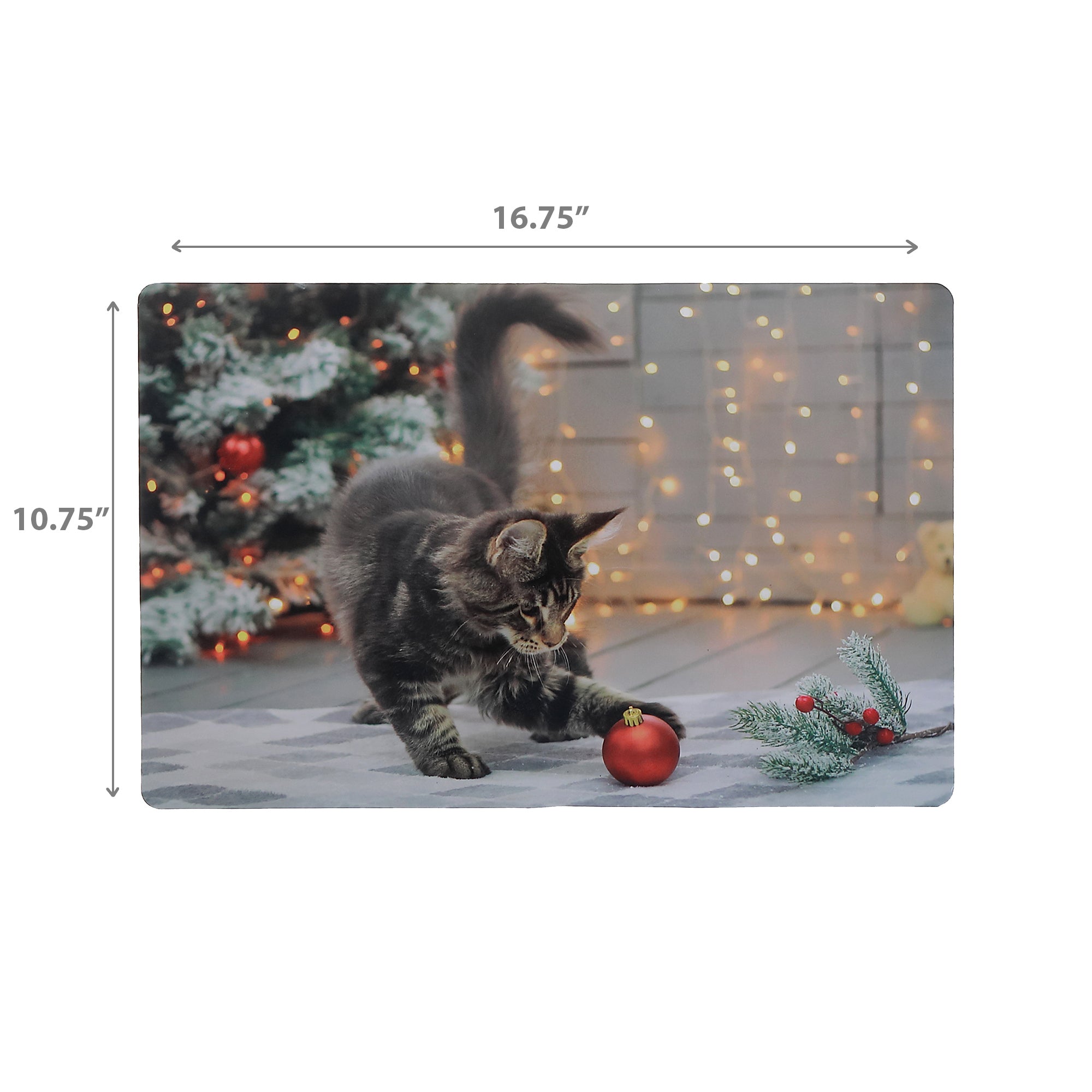 Playful Cat Plastic Christmas Placemat Set of 12 – Holiday Table Decor