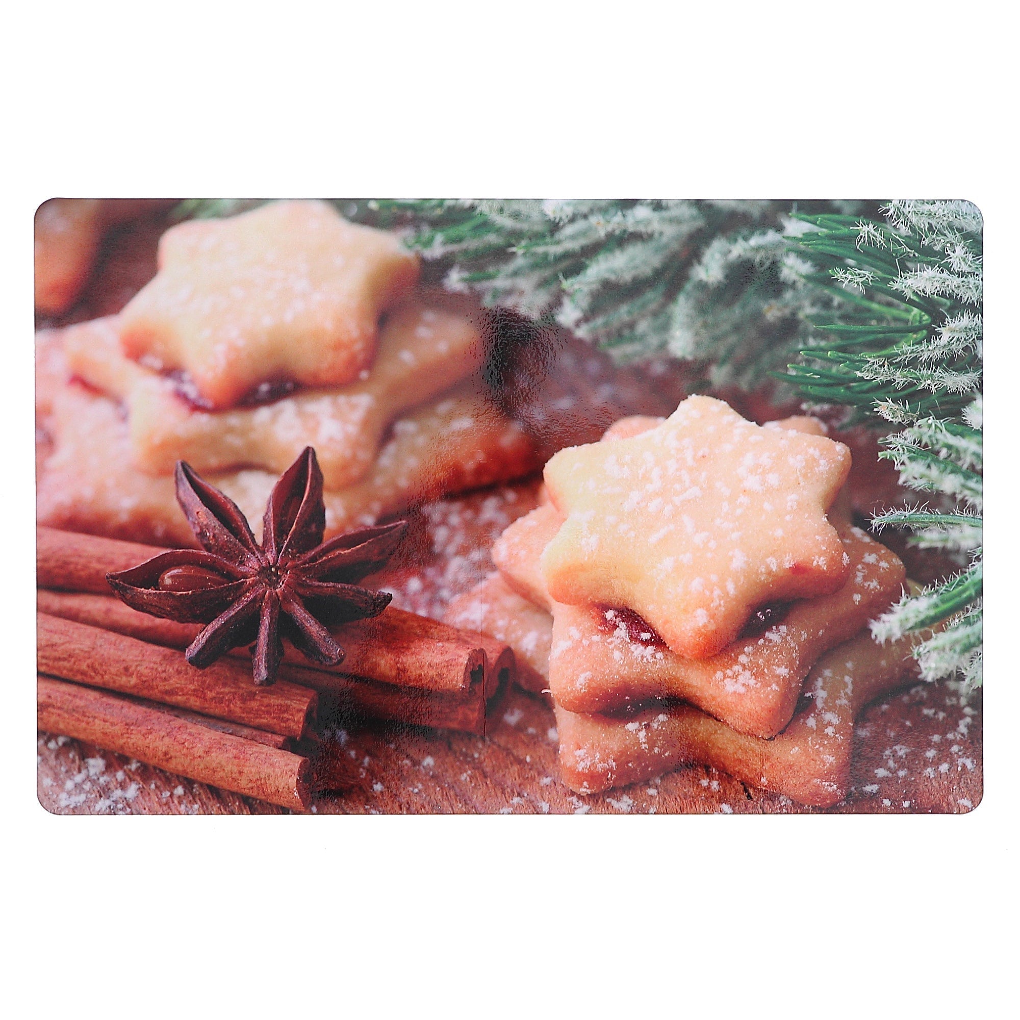 Christmas Plastic Placemat Shortbread Cookies Set Of 12, Holiday Table Decor, Festive Dining Accent