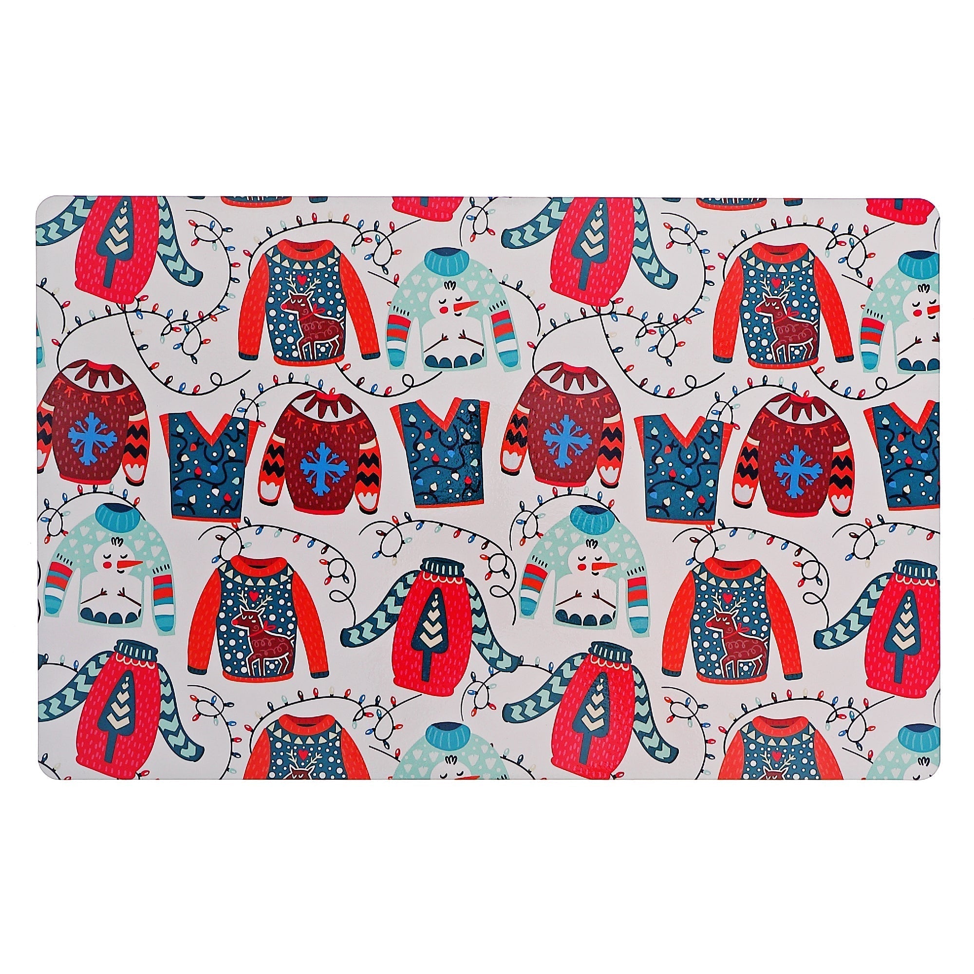 Christmas Plastic Placemat Sweater Weather Set Of 12, Holiday Table Decor, Festive Dining Accent