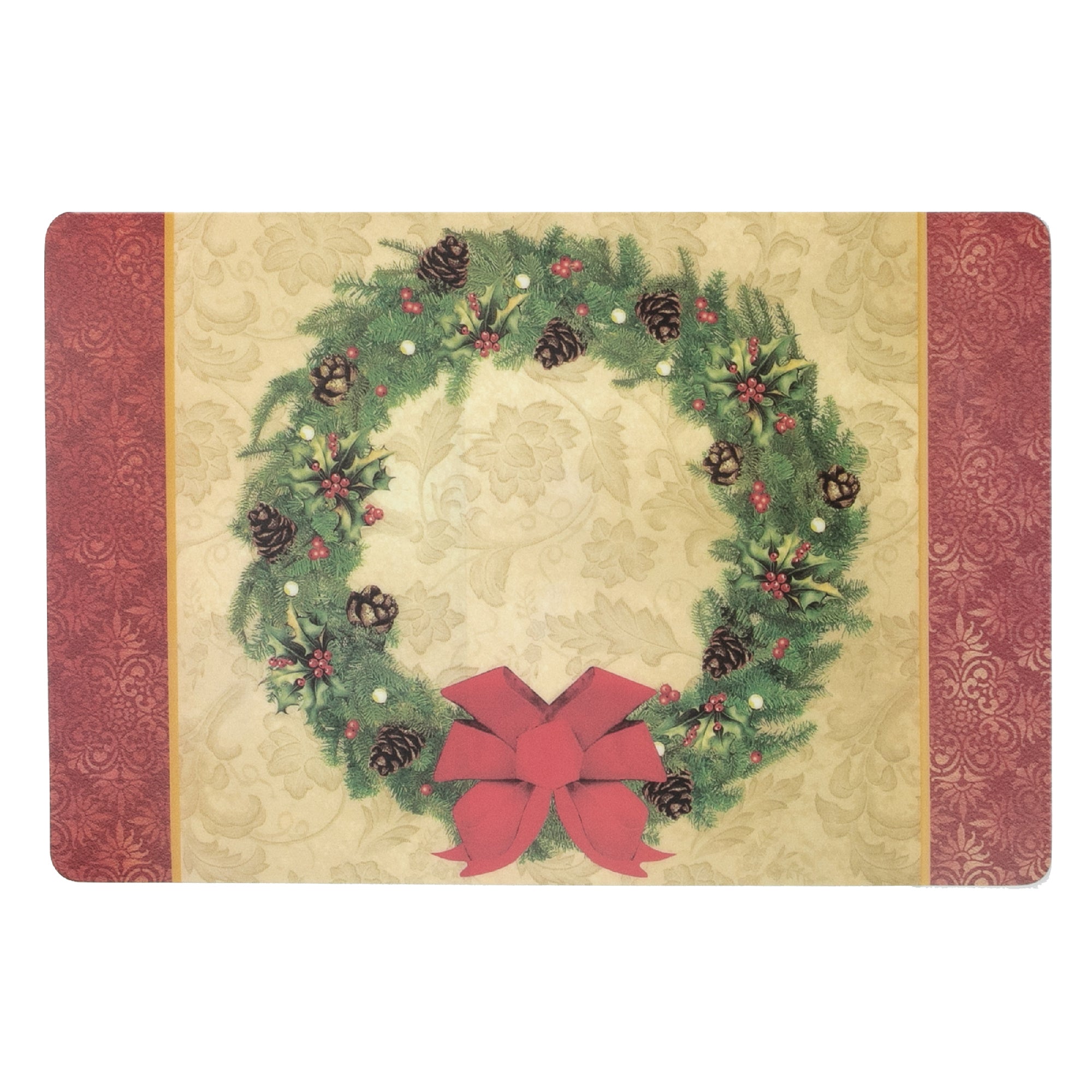 EVA Placemat Christmas Wreath 12 X 18 Holiday Dining Table Mats - Set of 12