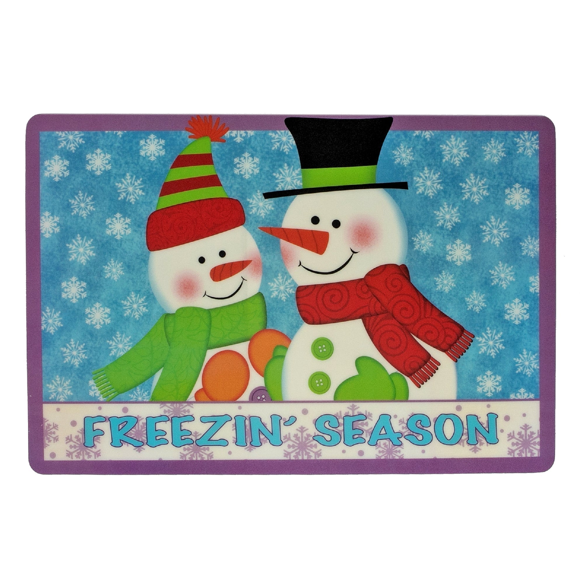 EVA Placemat Double Snowman 12 X 18 Holiday Dining Table Mats - Set of 12