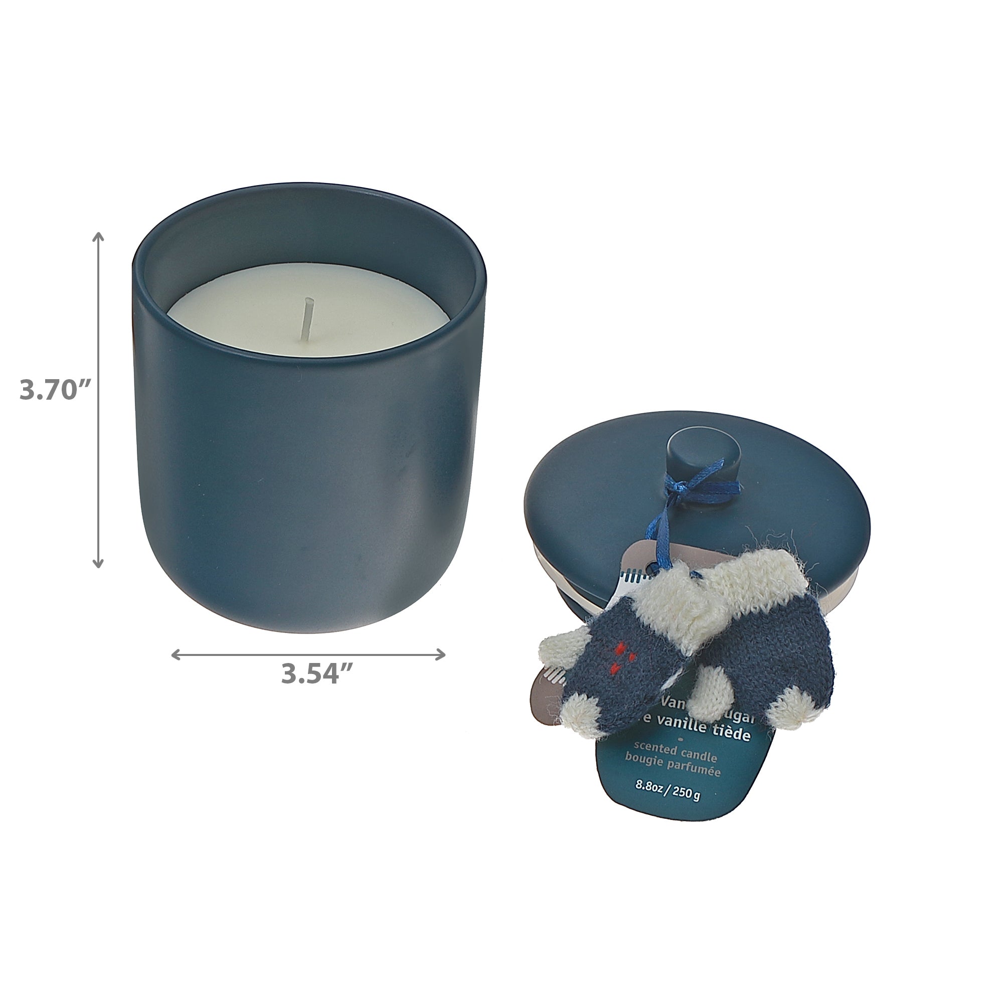 8.8 Ounce Candle And Knitted Glove Warm Vanilla Sugar, Holiday Gift Candle, Winter Gift Set, Scented Candle Gift