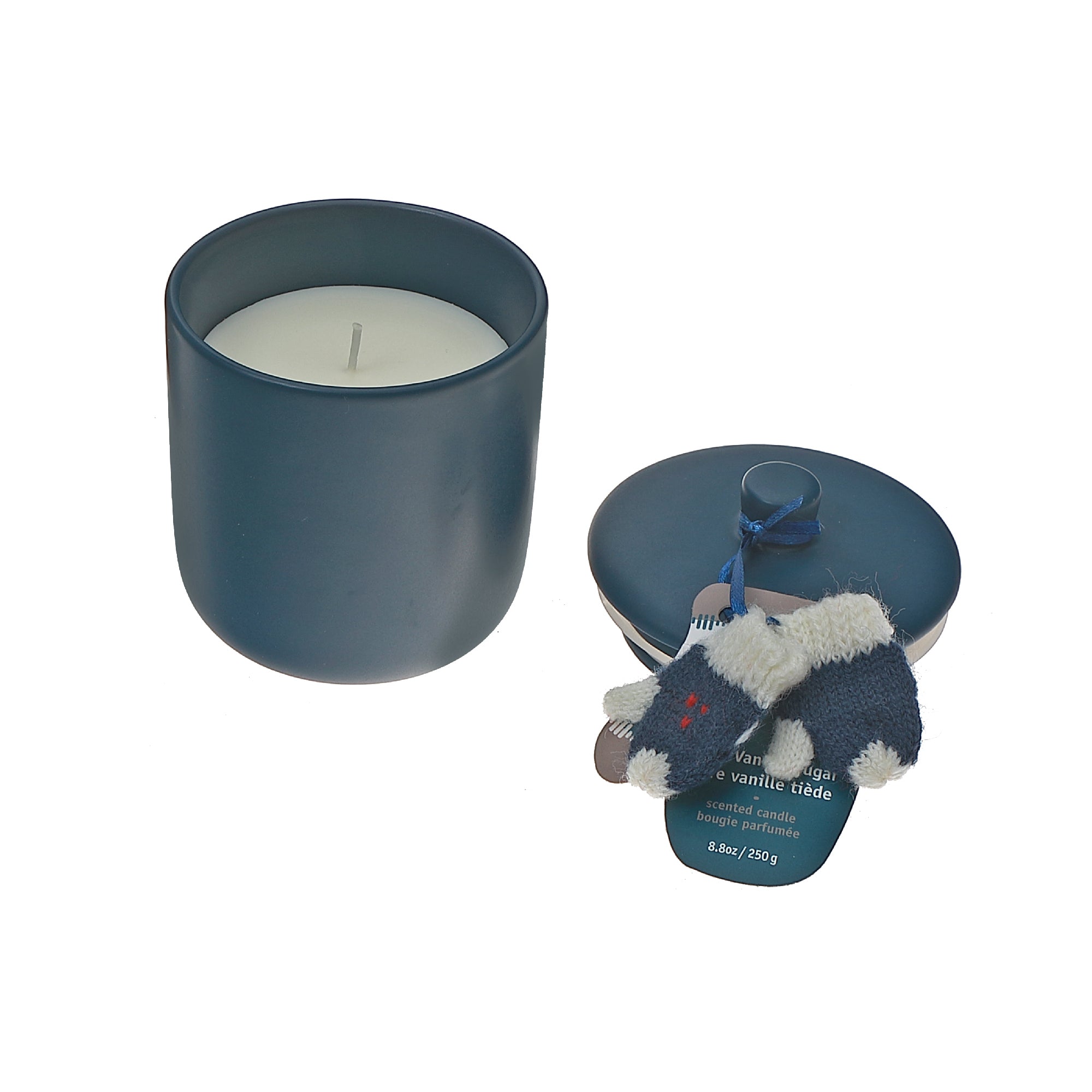 8.8 Ounce Candle And Knitted Glove Warm Vanilla Sugar, Holiday Gift Candle, Winter Gift Set, Scented Candle Gift