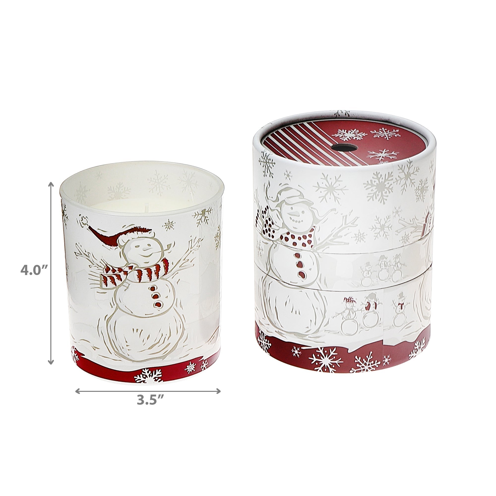 10.6 Ounce Scented Snowman Glass Candle Cranberry Cassis, Christmas Candle, Holiday Candle Decor, Winter Home Fragrance