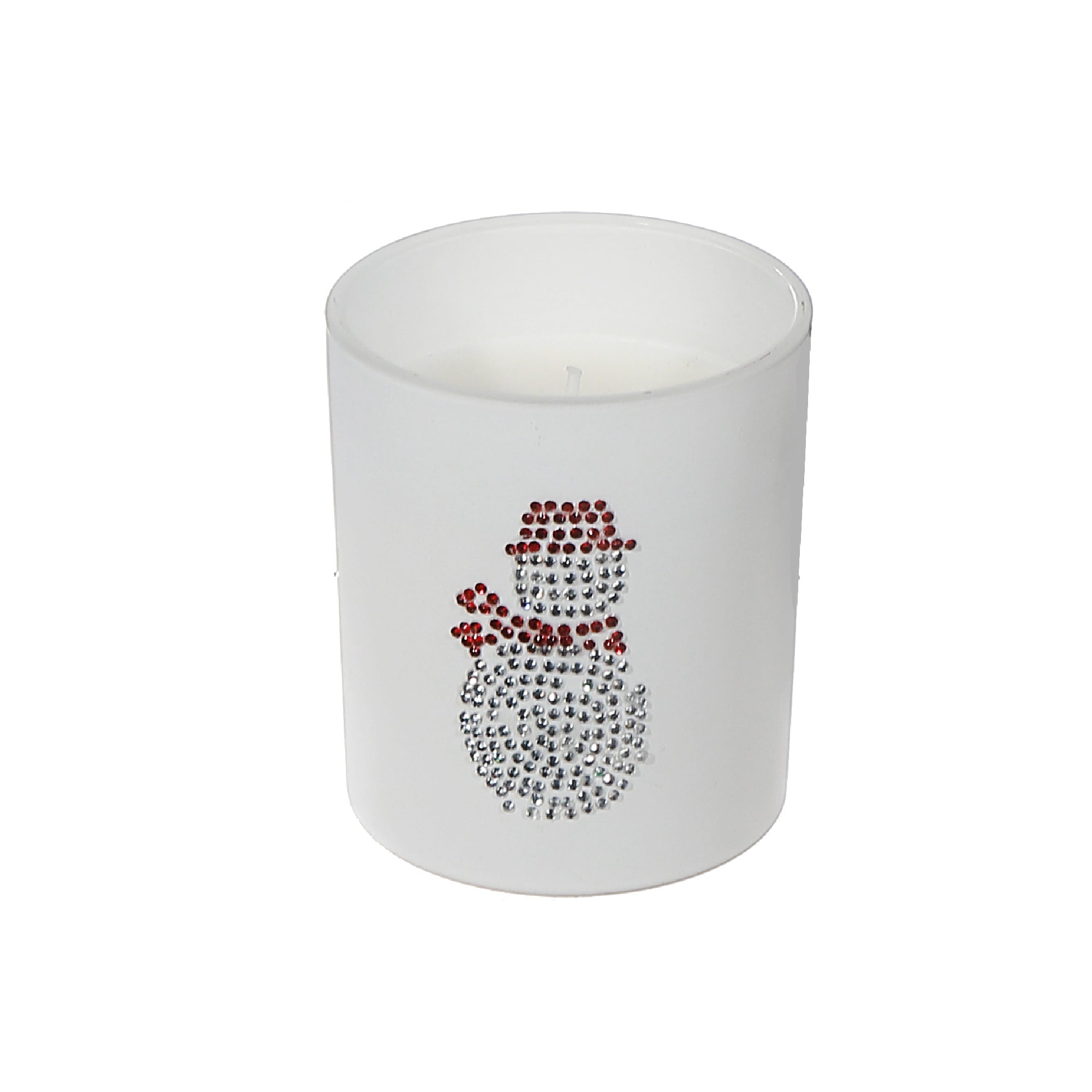 Seven Oz Matte White Jar Scented Candle Snowman Myrrh and Tonka Fragrance - Set of 2, Holiday Candle, Christmas Decor, Festive Home Accent