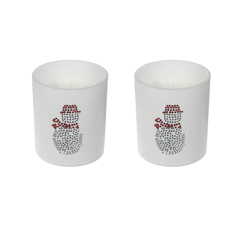 7Oz Matte White Jar Scented Candle (Snowman) (Myrrh & Tonka) - Set of 2