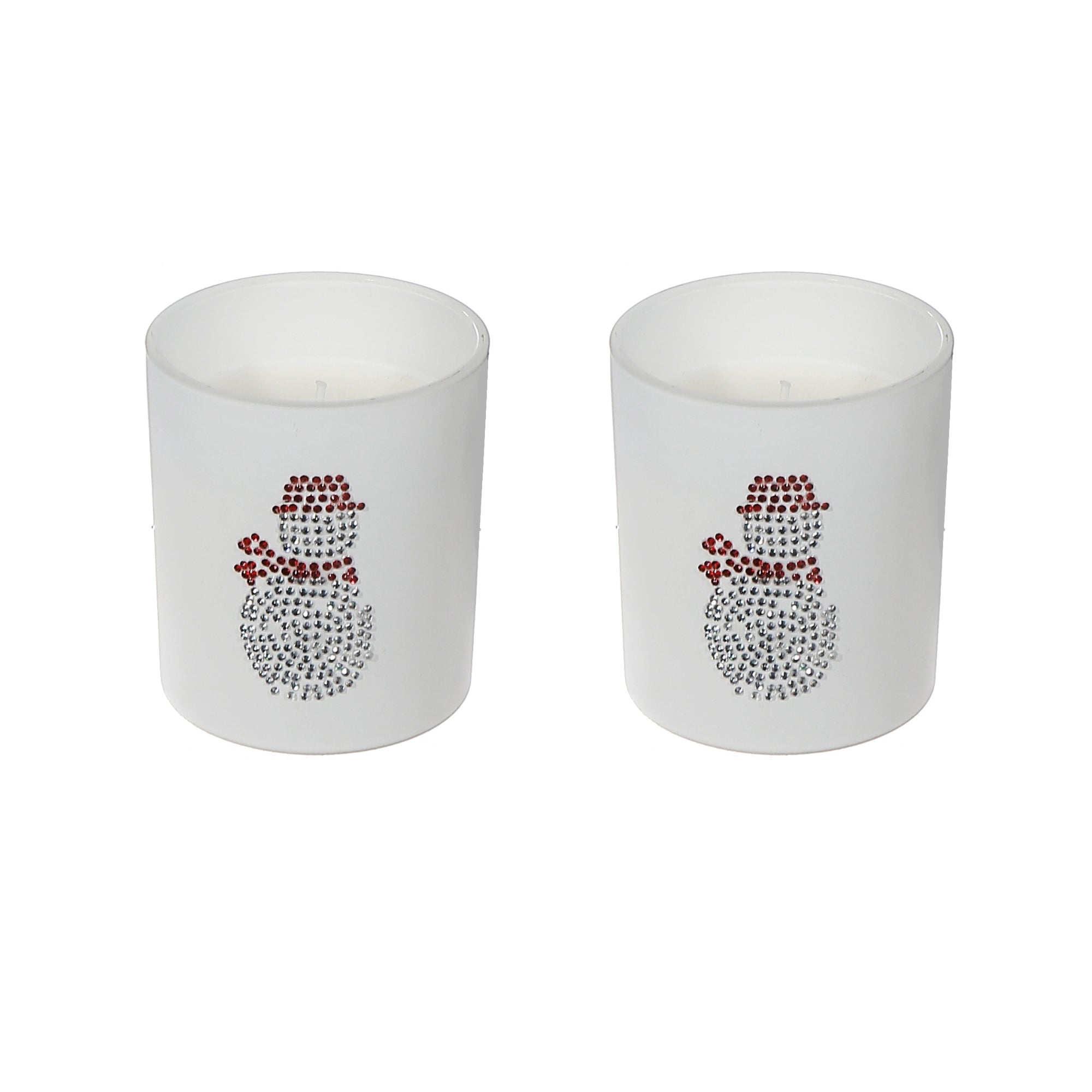 Seven Oz Matte White Jar Scented Candle Snowman Myrrh and Tonka Fragrance - Set of 2, Holiday Candle, Christmas Decor, Festive Home Accent