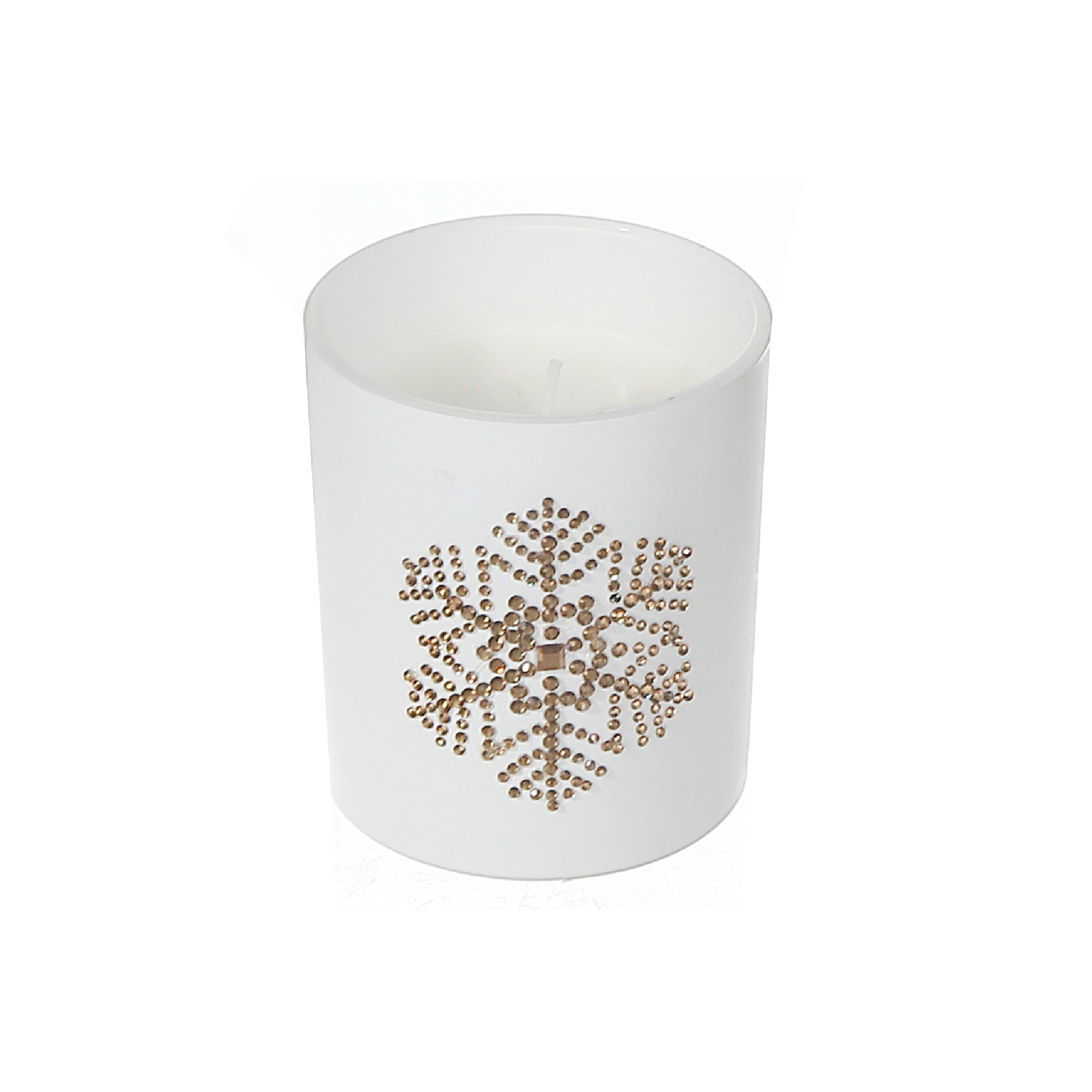 Seven Oz Matte White Jar Scented Candle Snowflake Sacred Forest Fragrance - Set of 2, Holiday Candle, Christmas Home Decor, Festive Accent