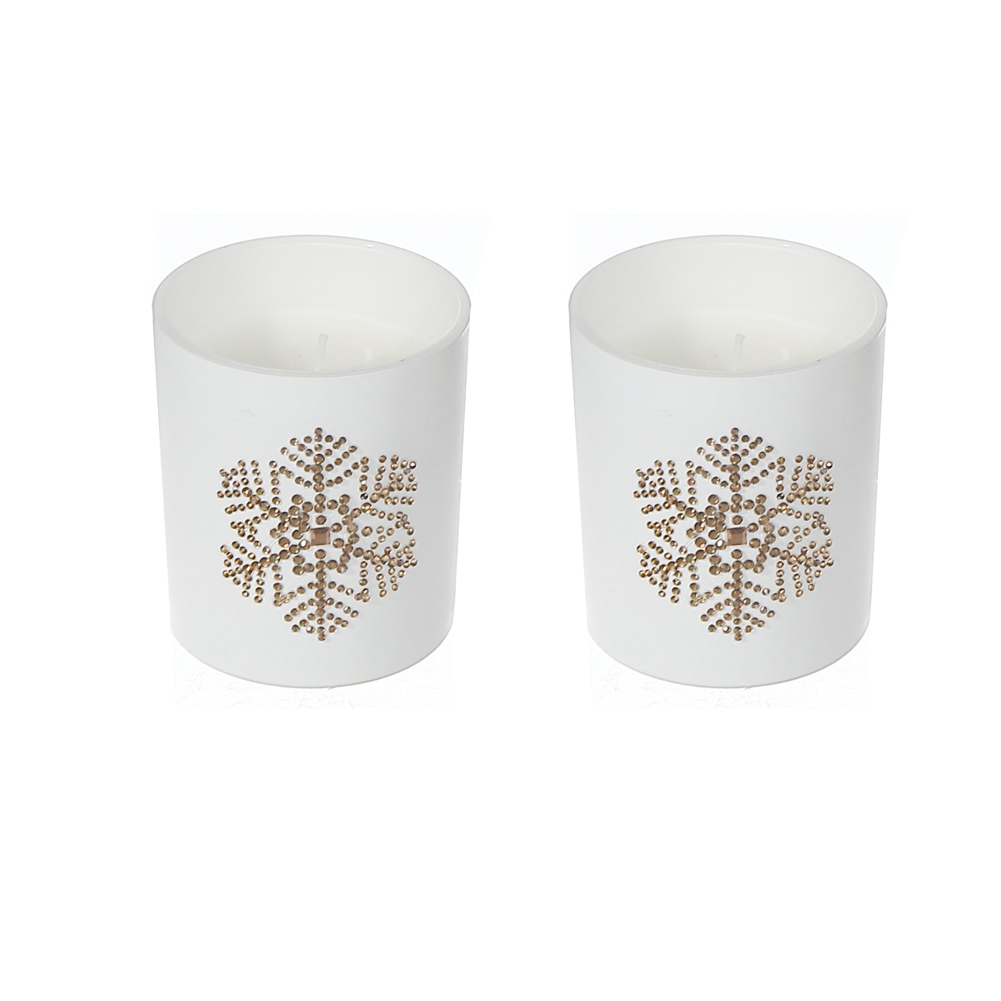 Seven Oz Matte White Jar Scented Candle Snowflake Sacred Forest Fragrance - Set of 2, Holiday Candle, Christmas Home Decor, Festive Accent