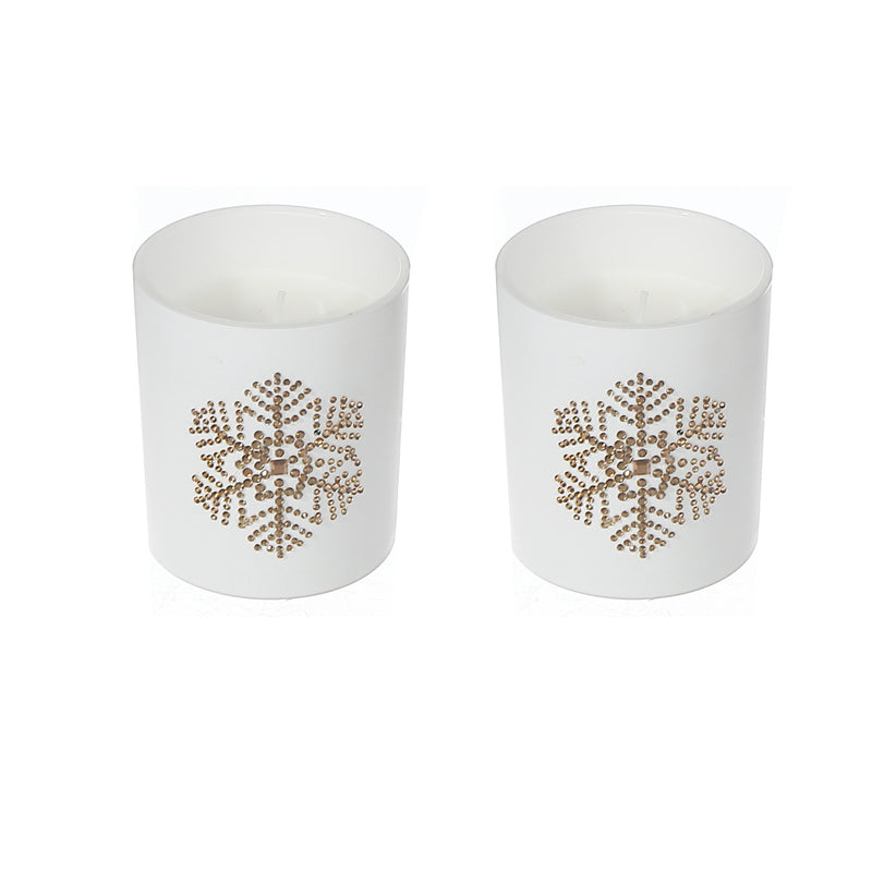 7Oz Matte White Jar Scented Candle (Snowflake) (Sacred Forest) - Set of 2