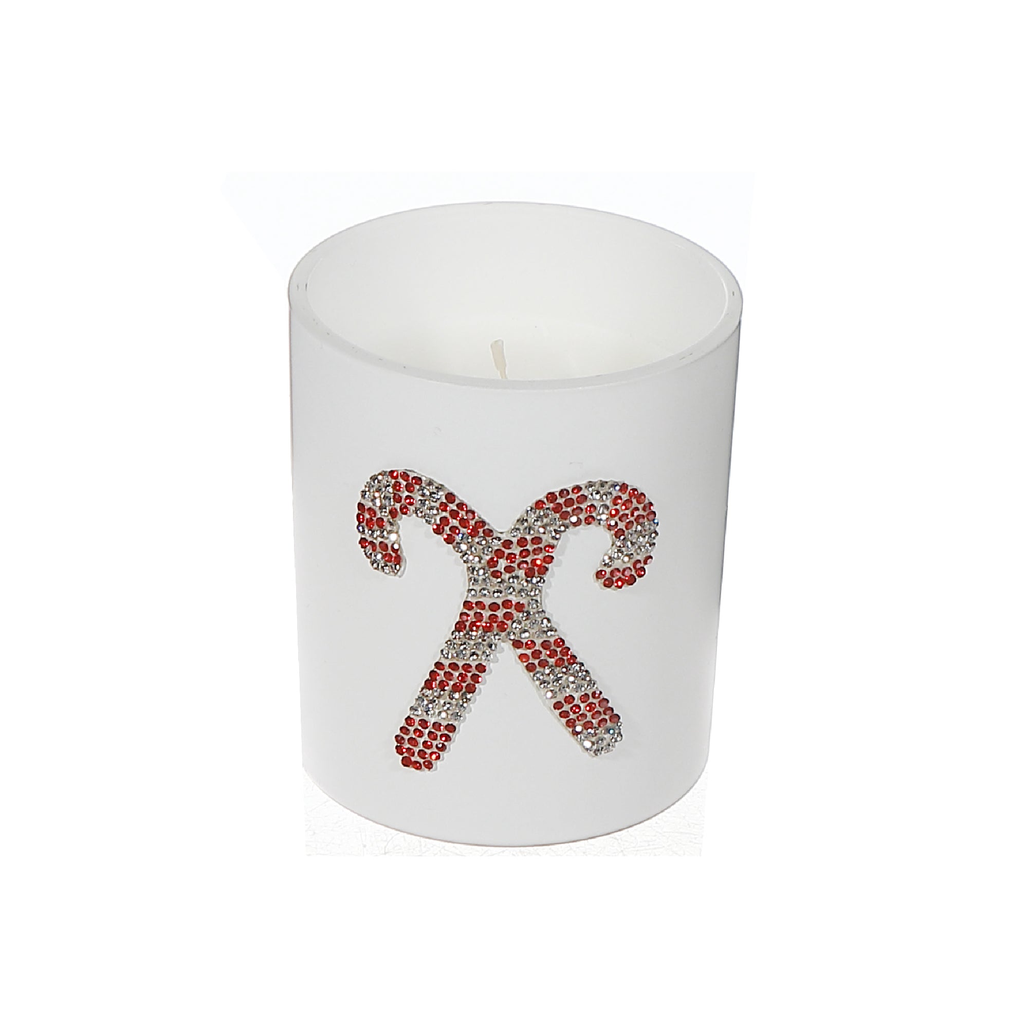 Seven Oz Matte White Jar Scented Candle Candy Cane Peppermint Fragrance - Set of 2, Christmas Candle, Holiday Decor, Festive Home Accent