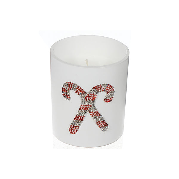 7Oz Matte White Jar Scented Candle (Candy Cane) (Peppermint) - Set of 2