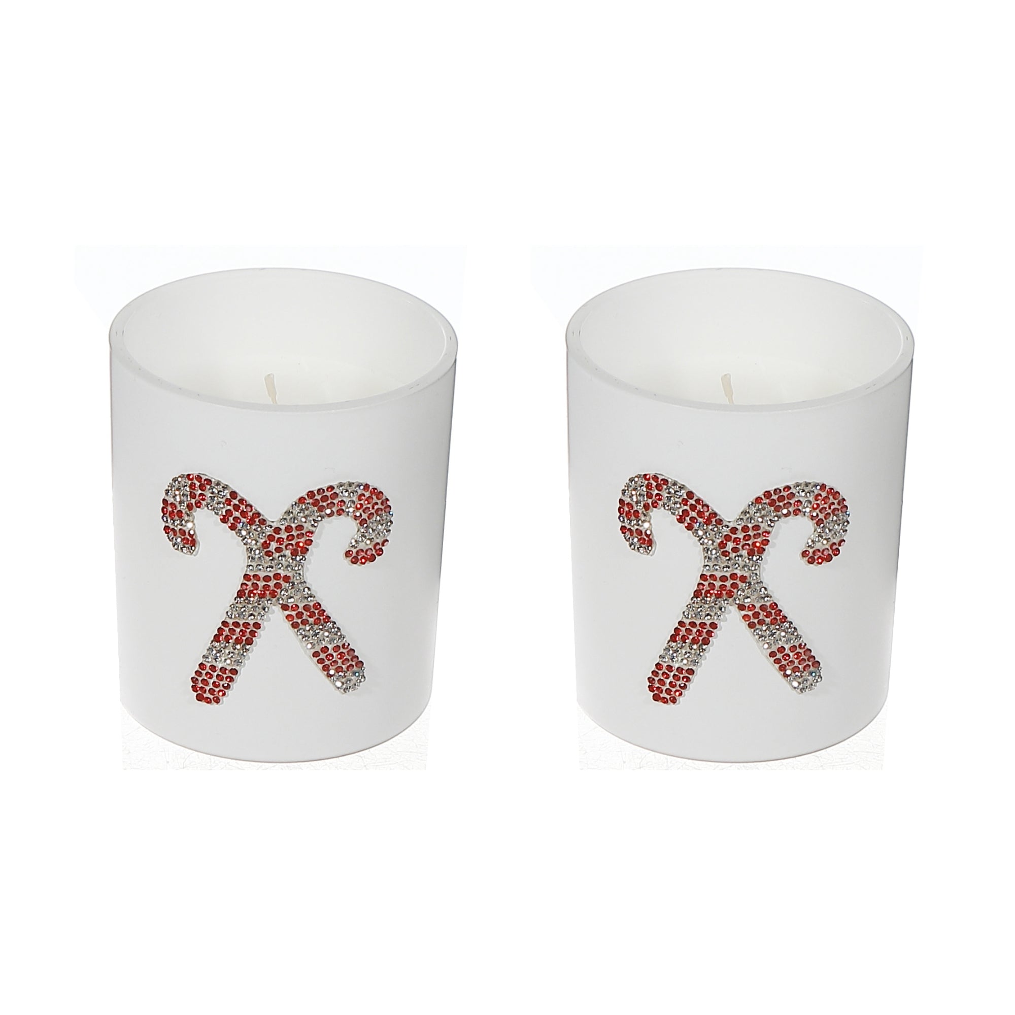 Seven Oz Matte White Jar Scented Candle Candy Cane Peppermint Fragrance - Set of 2, Christmas Candle, Holiday Decor, Festive Home Accent