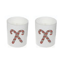7Oz Matte White Jar Scented Candle (Candy Cane) (Peppermint) - Set of 2