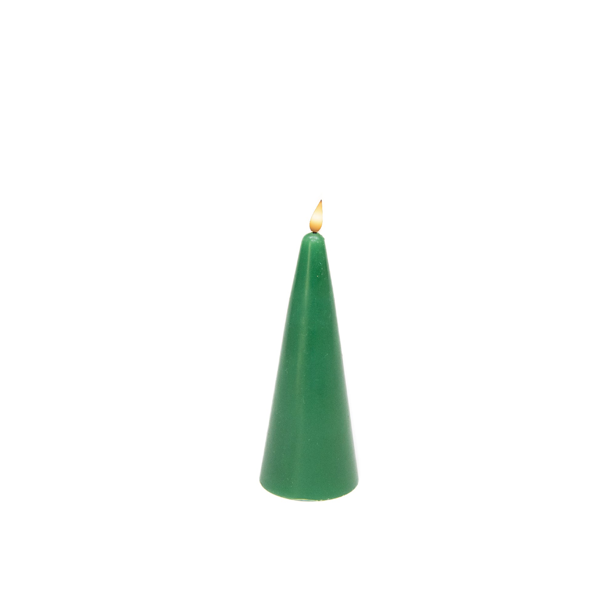 LED Unscented Cone Candle with Timer Green 2.4" X 6", Holiday Decor- Set of 2