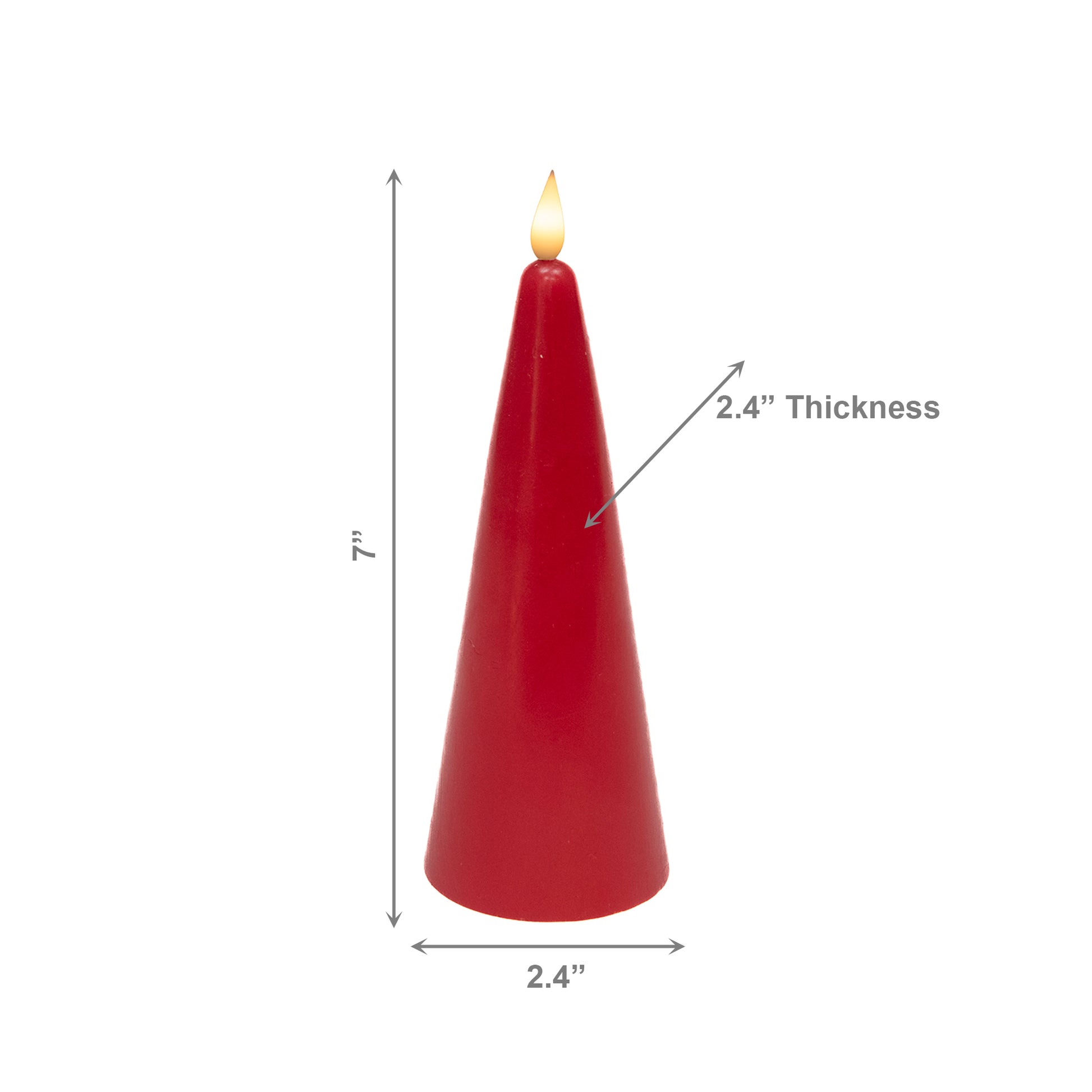 LED Unscented Cone Candle with Timer Red 2.4" X 6", Holiday Decor- Set of 2