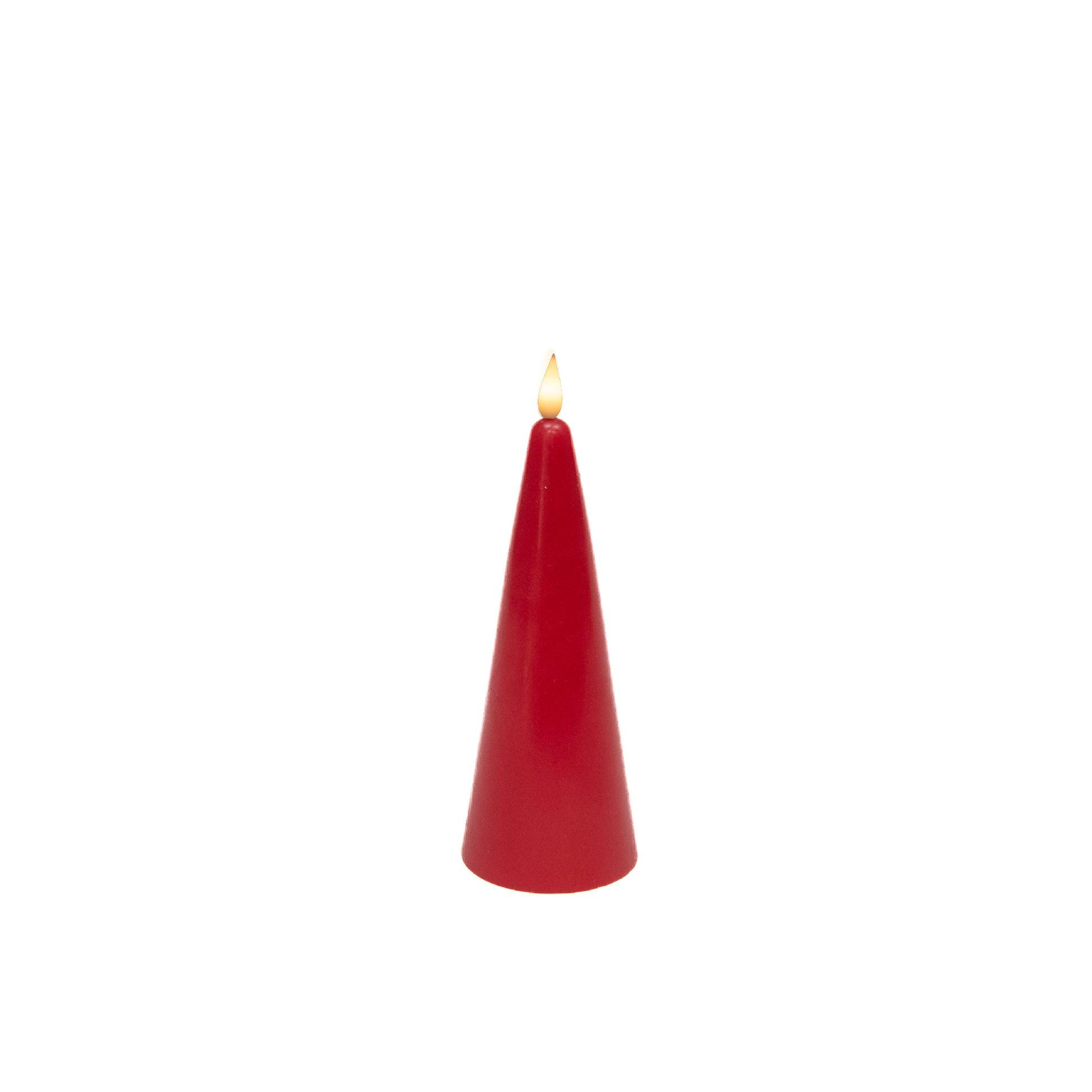 LED Unscented Cone Candle with Timer Red 2.4" X 6", Holiday Decor- Set of 2