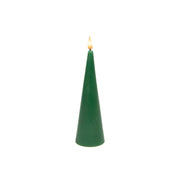 LED Unscented Cone Candle with Timer Green 2.6" X 8", Holiday Decor- Set of 2