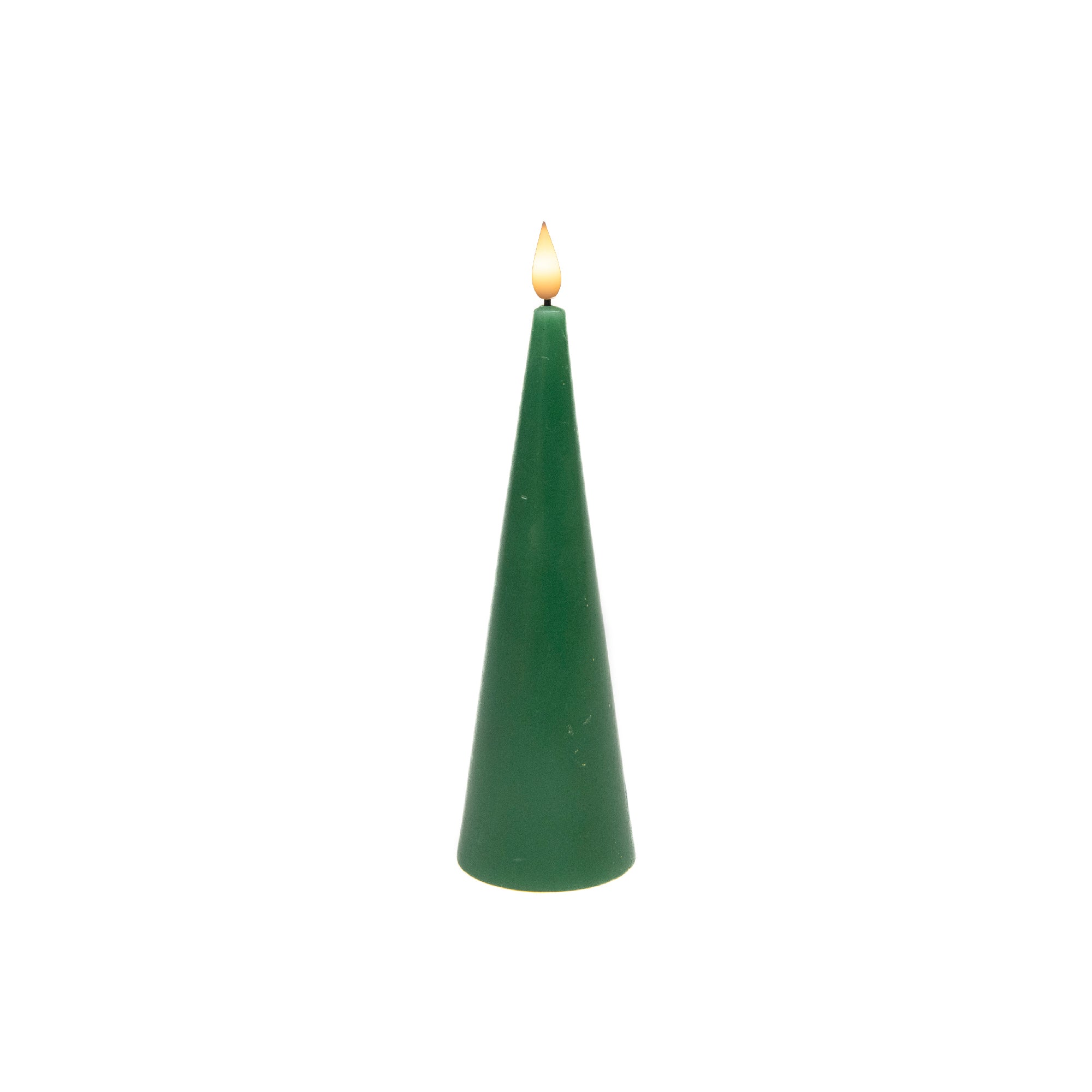 LED Unscented Cone Candle with Timer Green 2.6" X 8", Holiday Decor- Set of 2