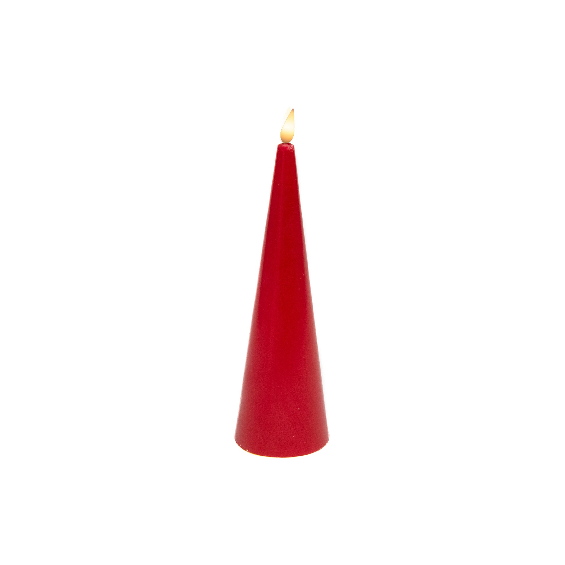 LED Unscented Cone Candle with Timer Red 2.6" X 8", Holiday Decor- Set of 2