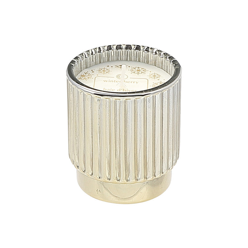 4.6oz Ribbed Gold Electroplated Scented Candle – Winter Berry, Set of 2
