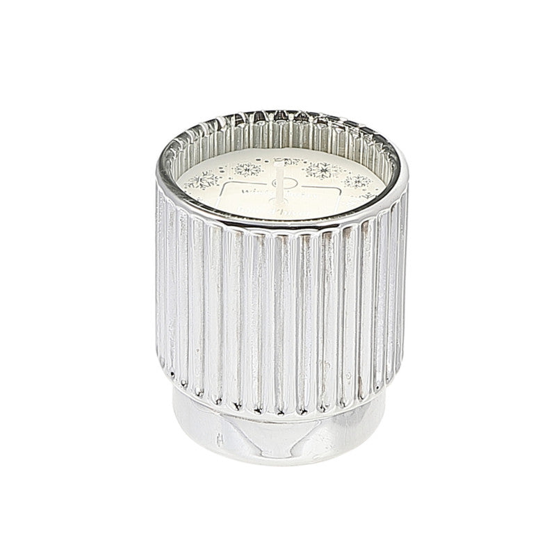 4.6oz Ribbed Silver Electroplated Scented Candle – Winter Berry, Set of 2