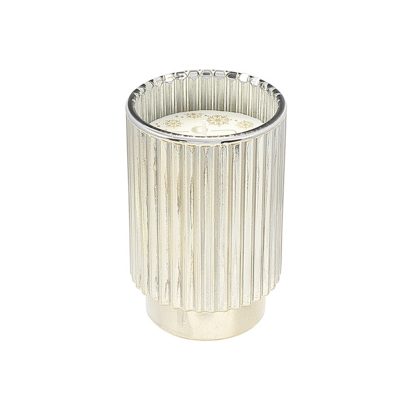 11.3oz Ribbed Gold Electroplated Scented Candle – Winter Berry