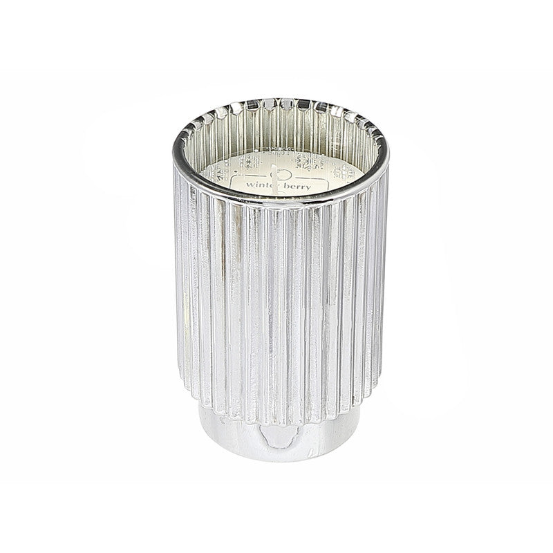 11.3oz Ribbed Silver Electroplated Scented Candle – Winter Berry