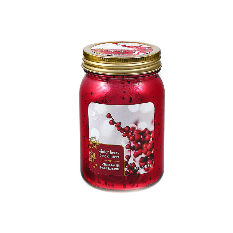 9.2oz Electroplated Mason Jar Candle – Winter Berry Scented
