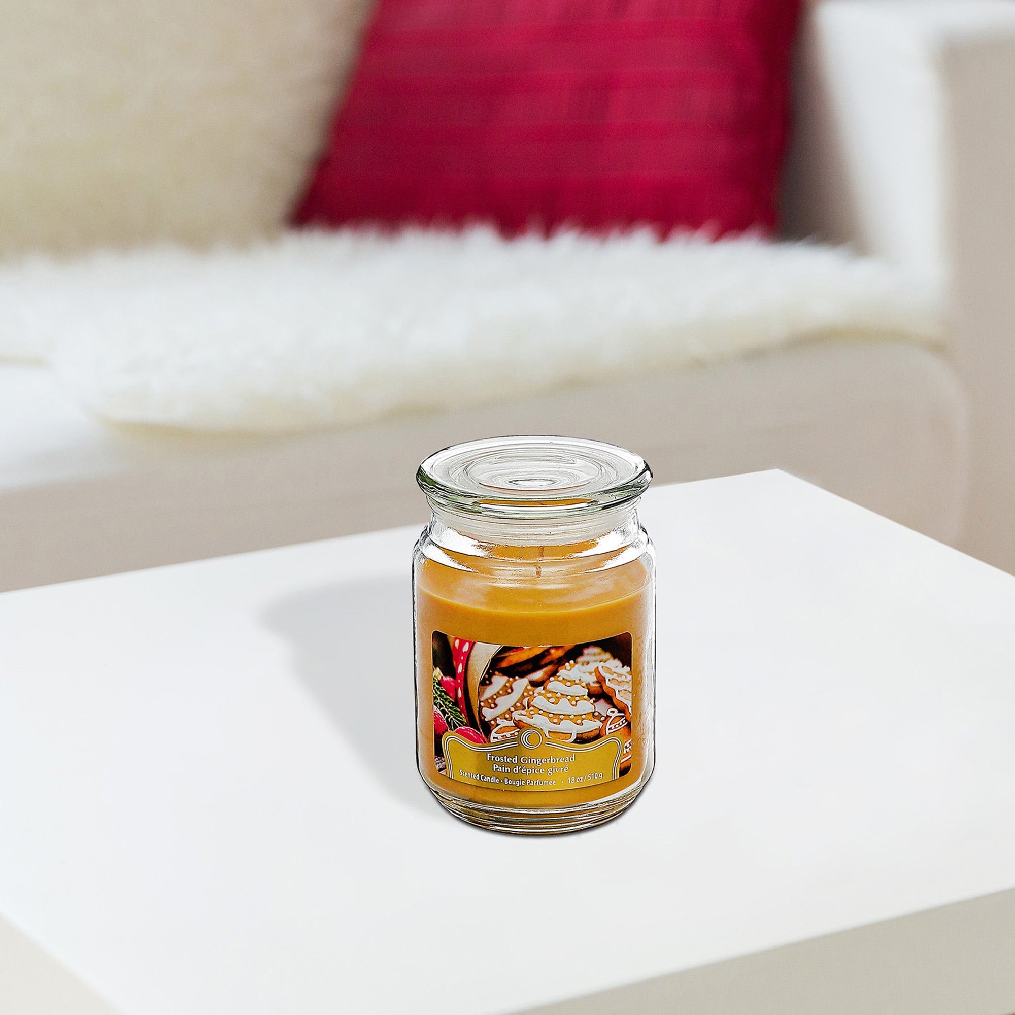 Christmas Scented Jar Candle Gingerbread 18 Oz Set Of 2, Holiday Candle, Festive Home Fragrance