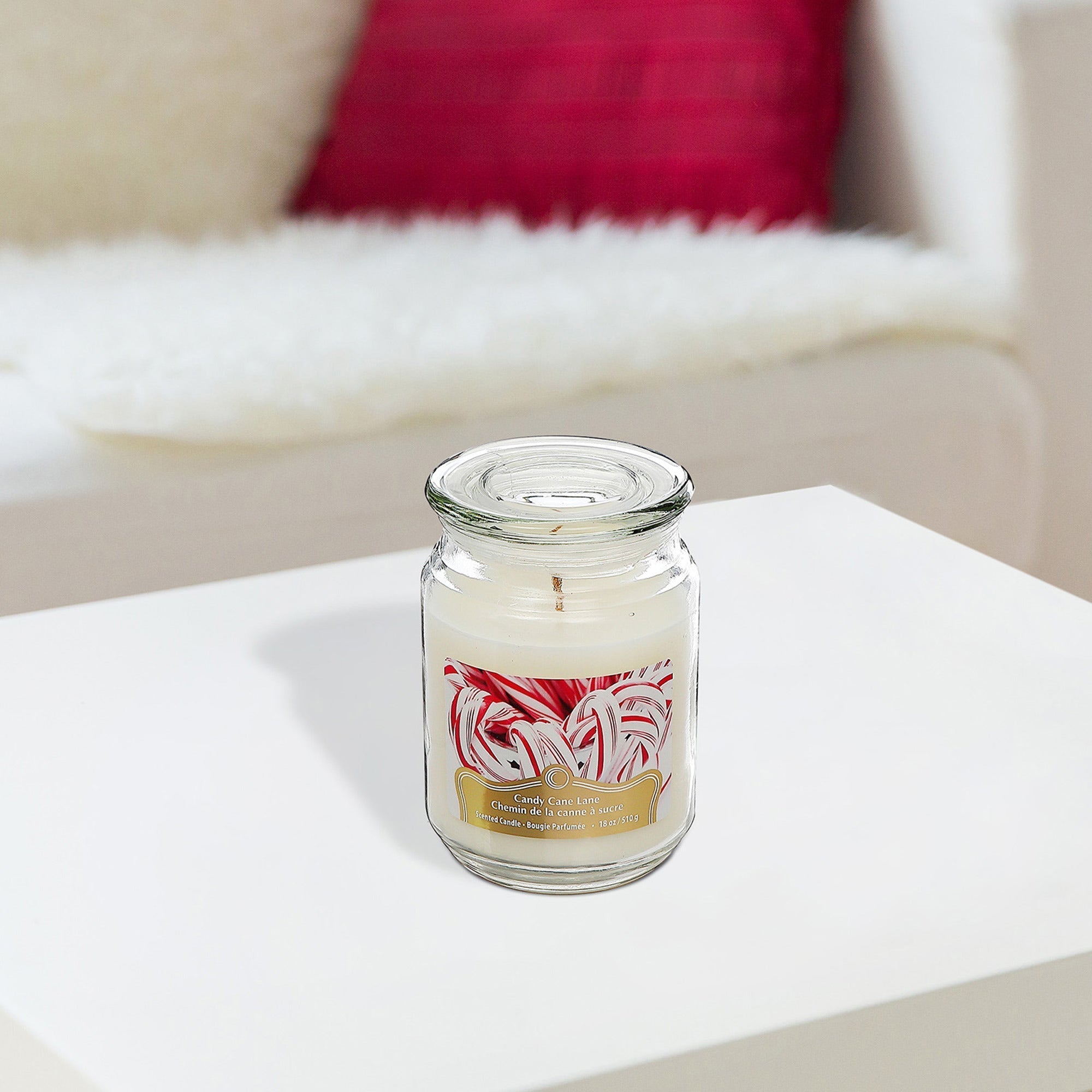 Christmas Scented Jar Candle Candy Cane 18 Oz Set Of 2, Holiday Candle, Festive Home Fragrance