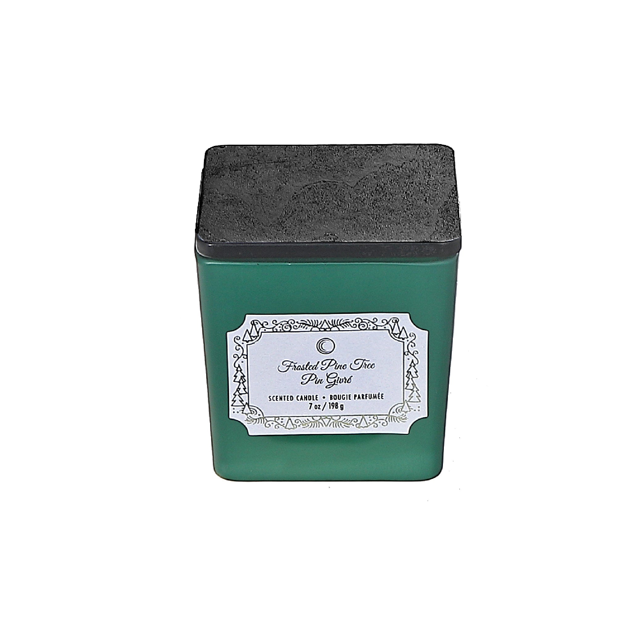 Christmas Square Candle Frosted Pine Tree 7 Oz, Holiday Candle, Festive Home Decor