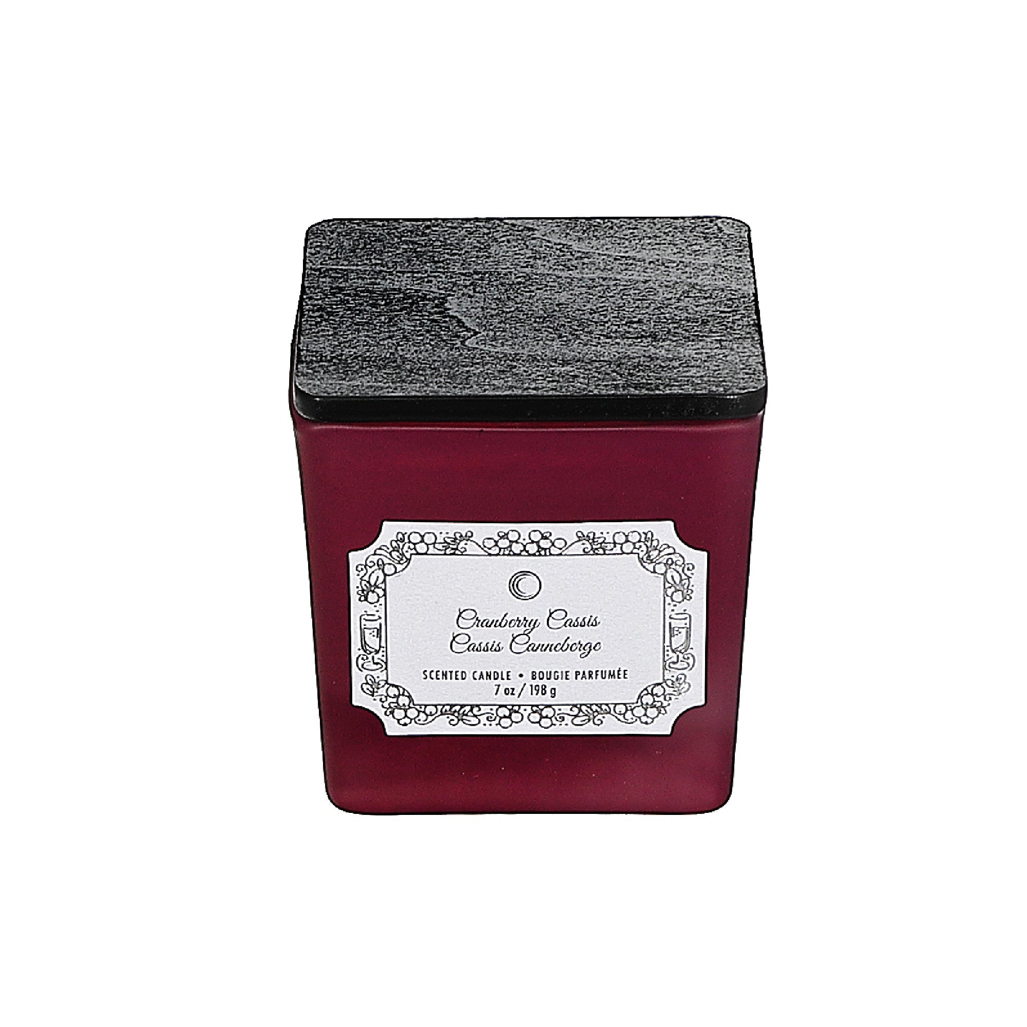 Christmas Square Candle Cranberry Cassis 7 Oz, Holiday Candle, Festive Home Decor