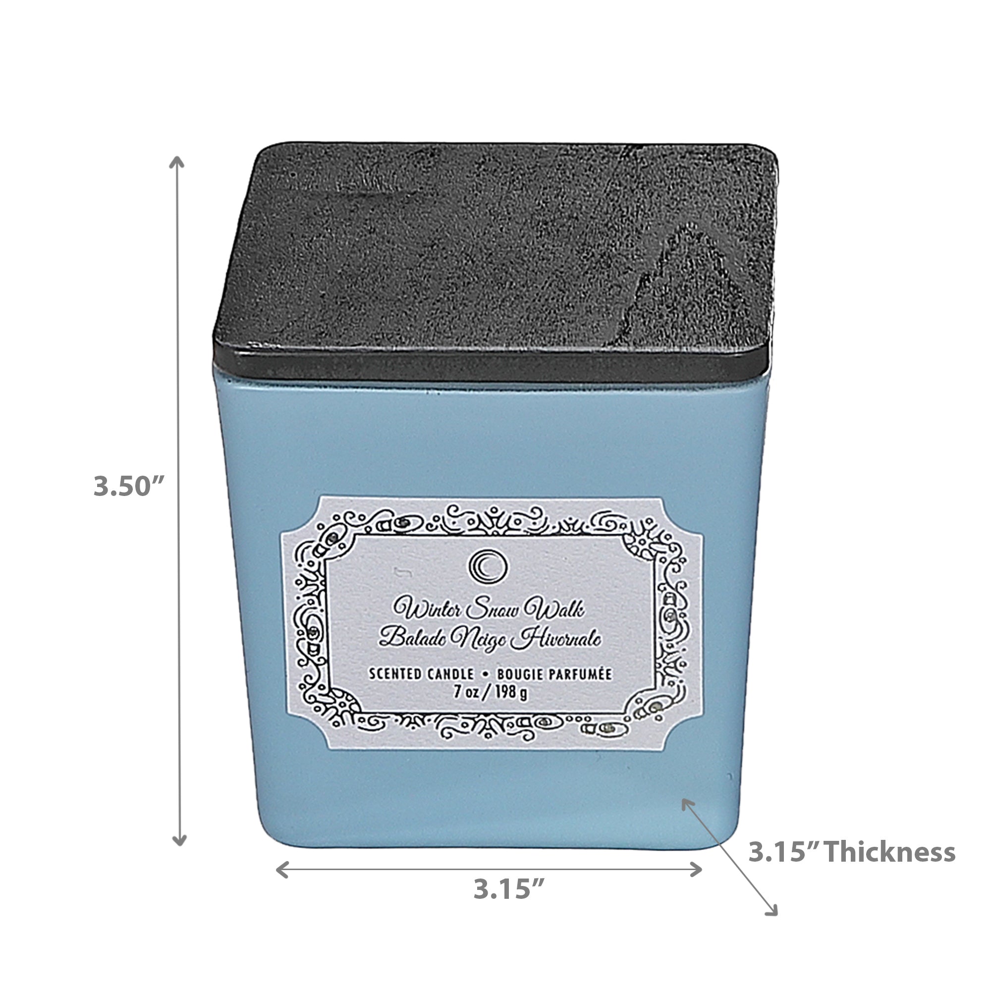 Christmas Square Candle Winter Snow Walk 7 Oz, Holiday Candle, Festive Home Decor