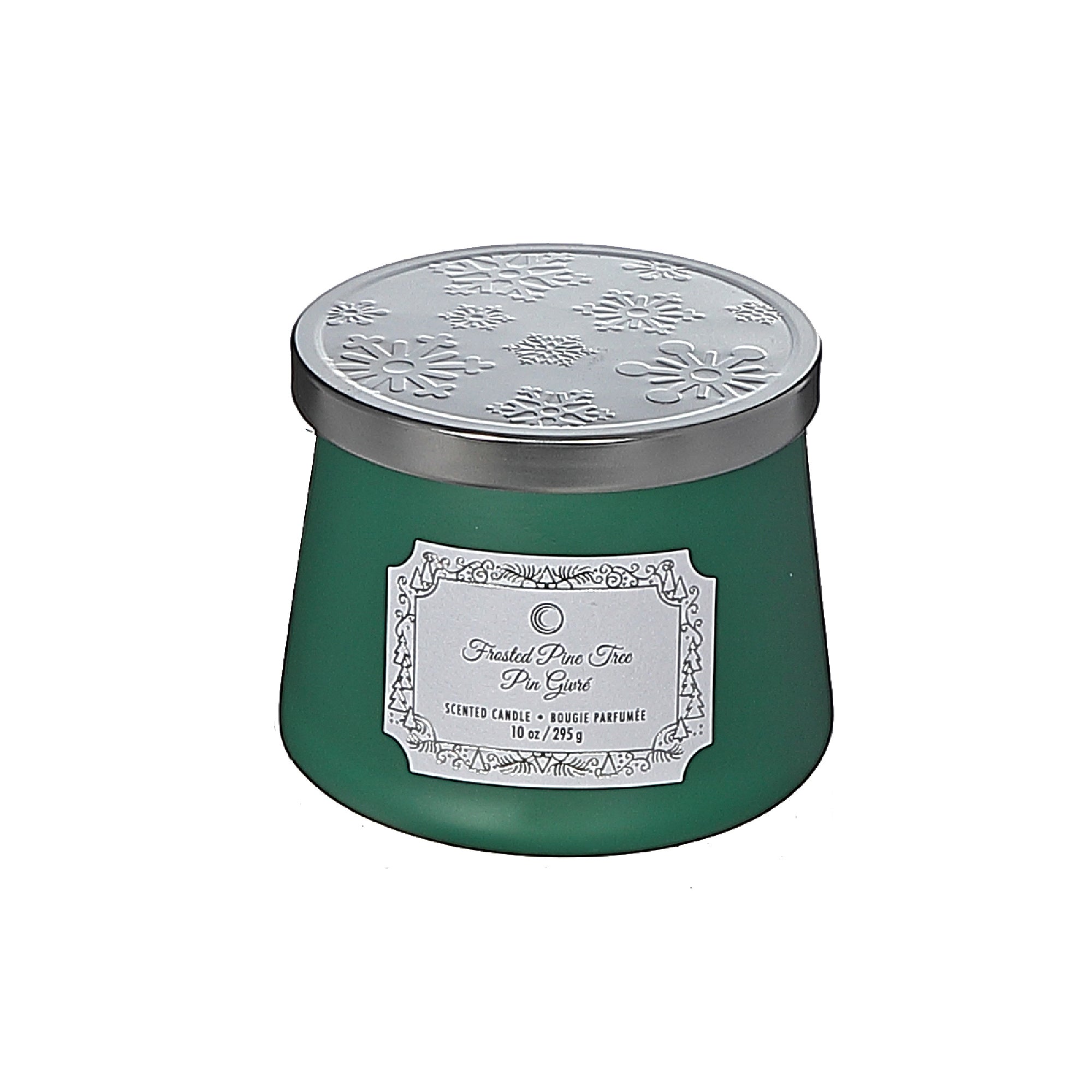 Christmas Taper Candle Frosted Pine Tree 10.5 Oz, Holiday Candle, Festive Table Decor