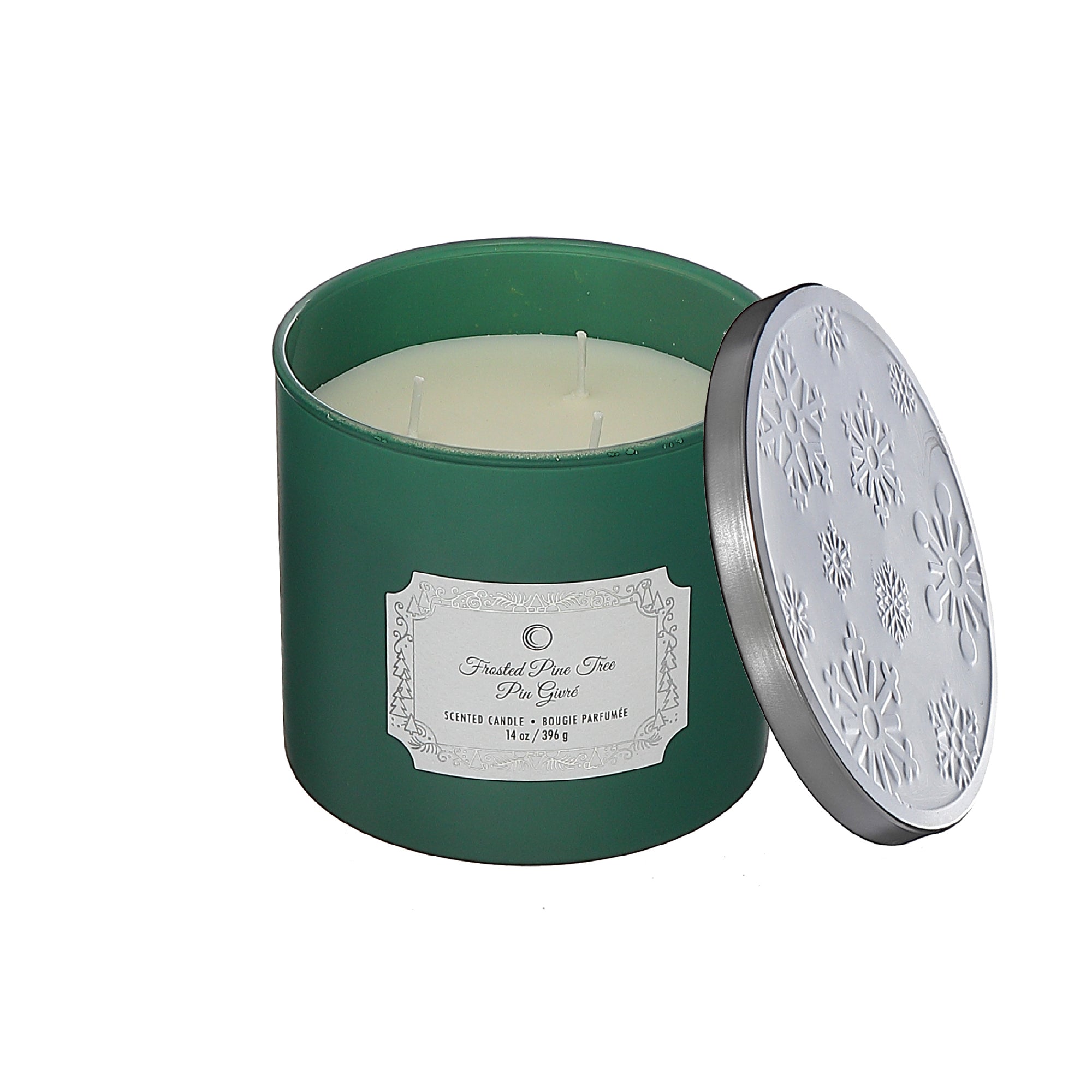 Christmas 3 Wick Jar Candle Frosted Pine Tree 14 Oz, Holiday Candle, Festive Fragrance
