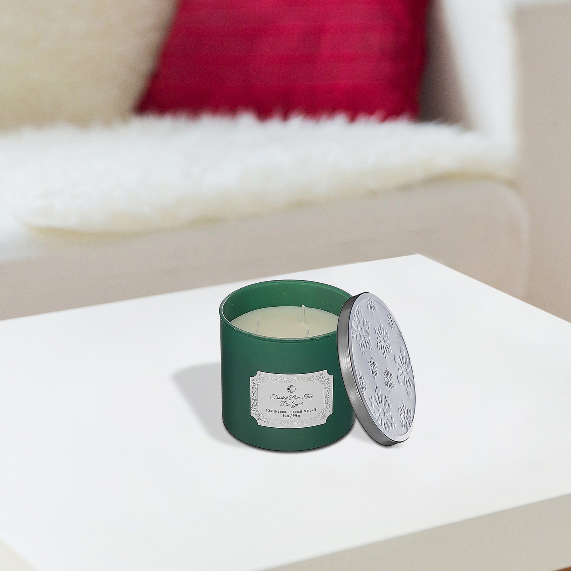 Christmas 3 Wick Jar Candle Frosted Pine Tree 14 Oz, Holiday Candle, Festive Fragrance