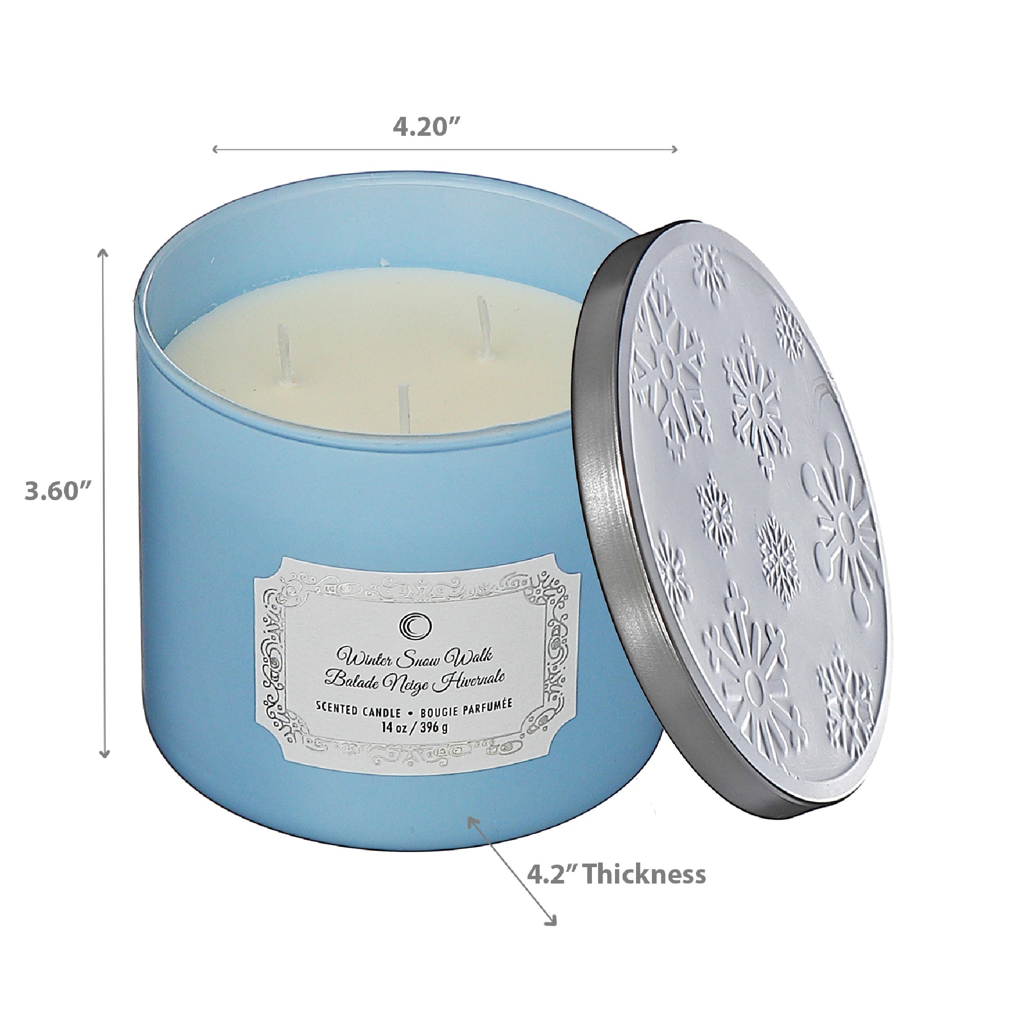 Christmas 3 Wick Jar Candle Winter Snow Walk 14 Oz, Holiday Candle, Festive Fragrance