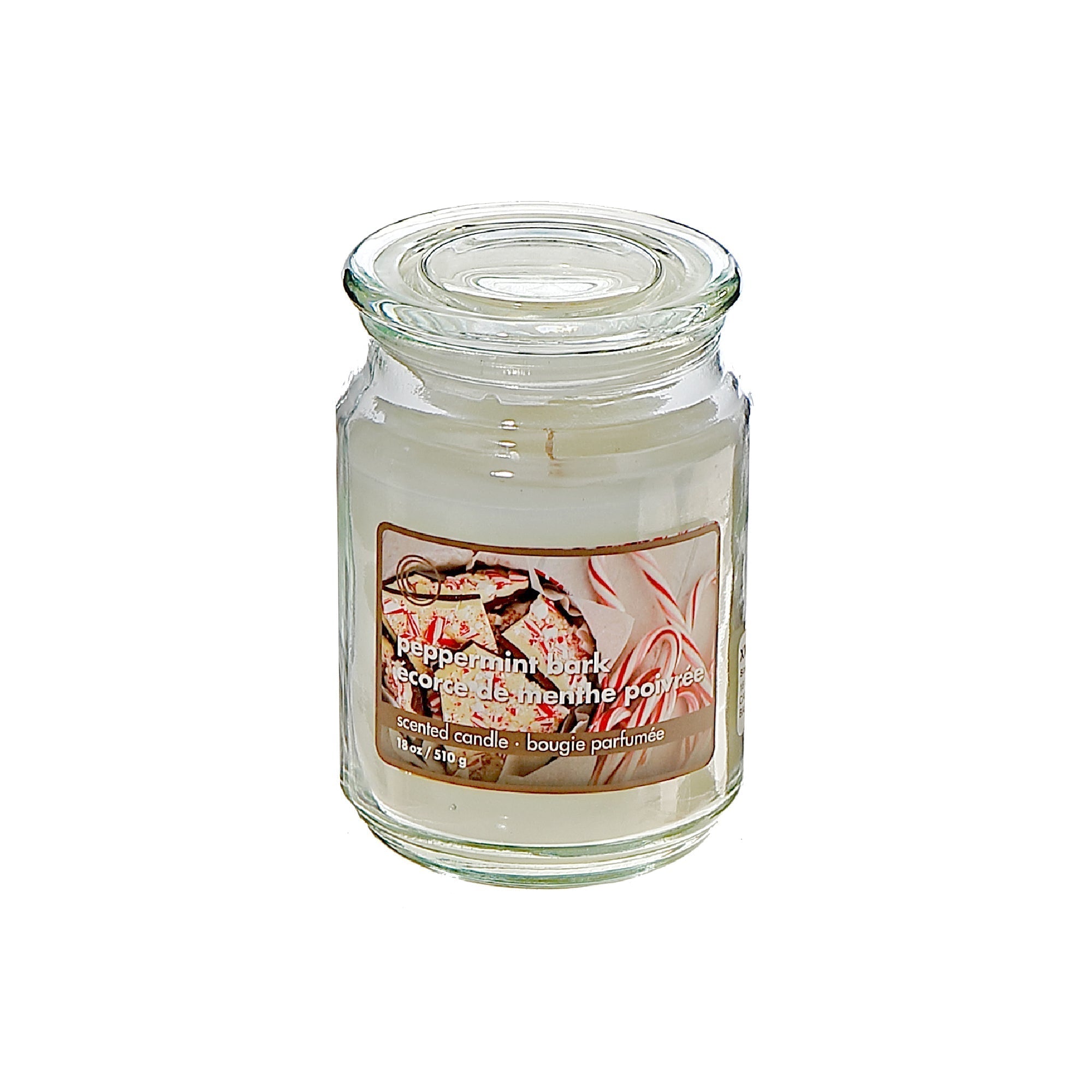 18 Oz Scented Jar Candle Peppermint Bark Fragrance - Set of 2, Holiday Candle, Christmas Home Decor, Festive Table Accent