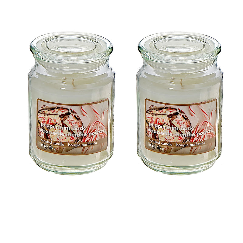 18 Oz Scented Jar Candle (Peppermint Bark) - Set of 2