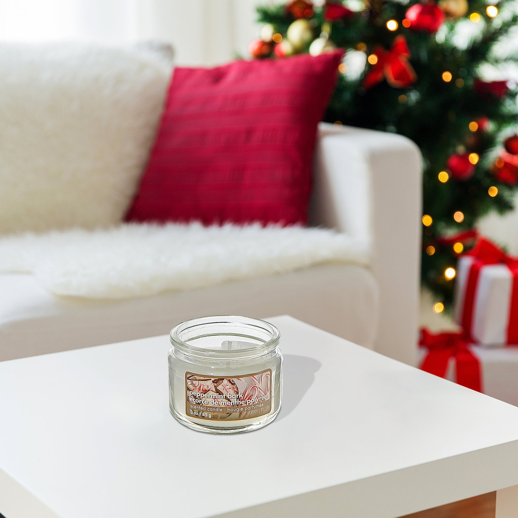 Three Oz Scented Jar Candle Peppermint Bark Fragrance - Set of 6, Holiday Candle, Christmas Home Fragrance, Festive Decor