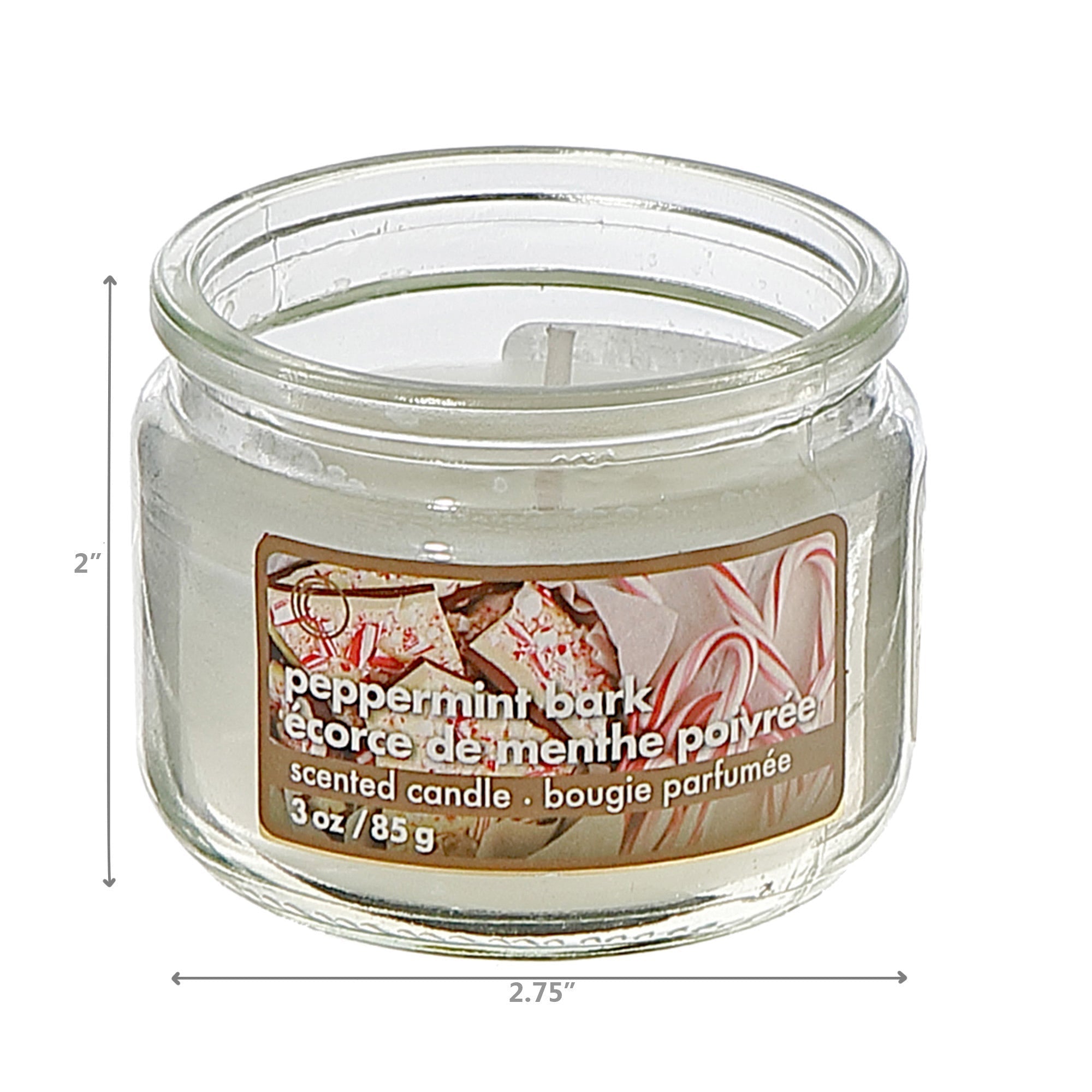 Three Oz Scented Jar Candle Peppermint Bark Fragrance - Set of 6, Holiday Candle, Christmas Home Fragrance, Festive Decor