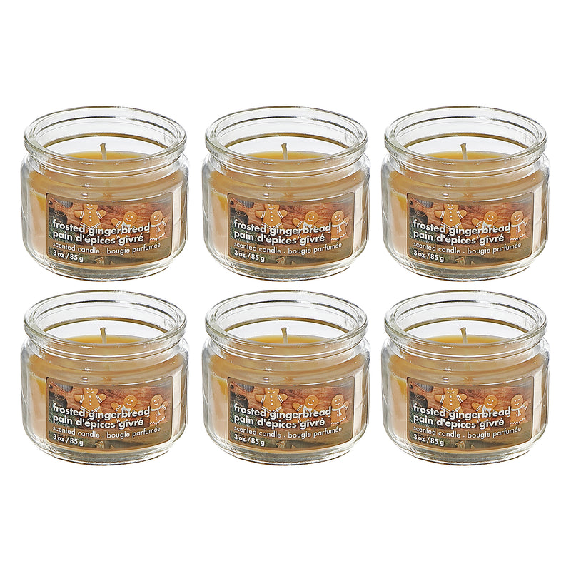3 Oz Scented Jar Candle (Frosted Gingerbread) - Set of 6