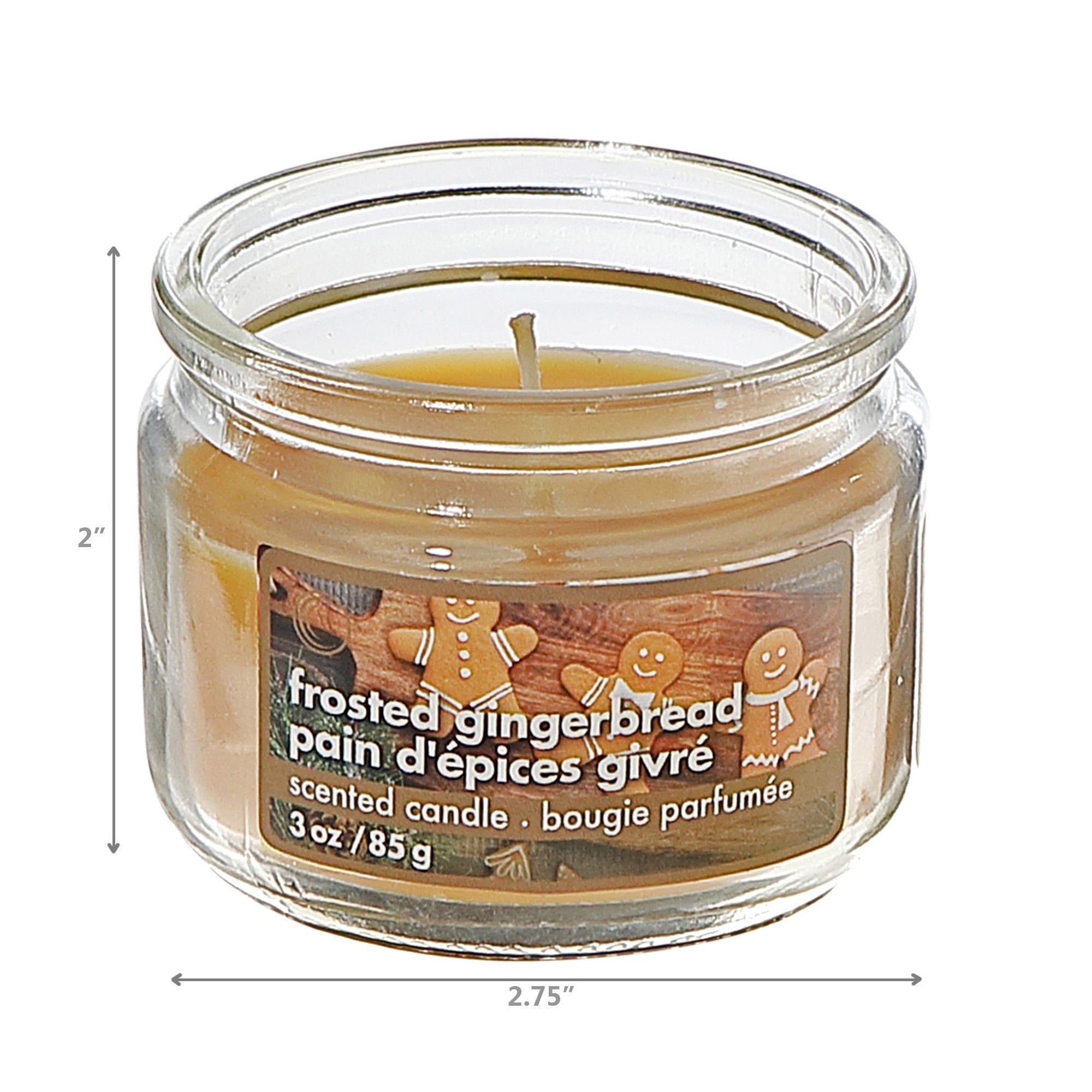 Three Oz Scented Jar Candle Frosted Gingerbread Fragrance - Set of 6, Holiday Candle, Christmas Home Fragrance, Festive Decor