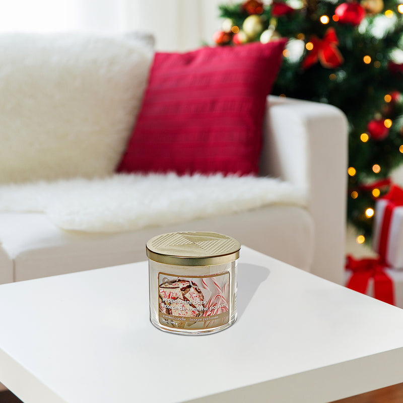 14 Oz 3 Wick Jar Candle With Metal Lid (Peppermint Bark) - Set of 2